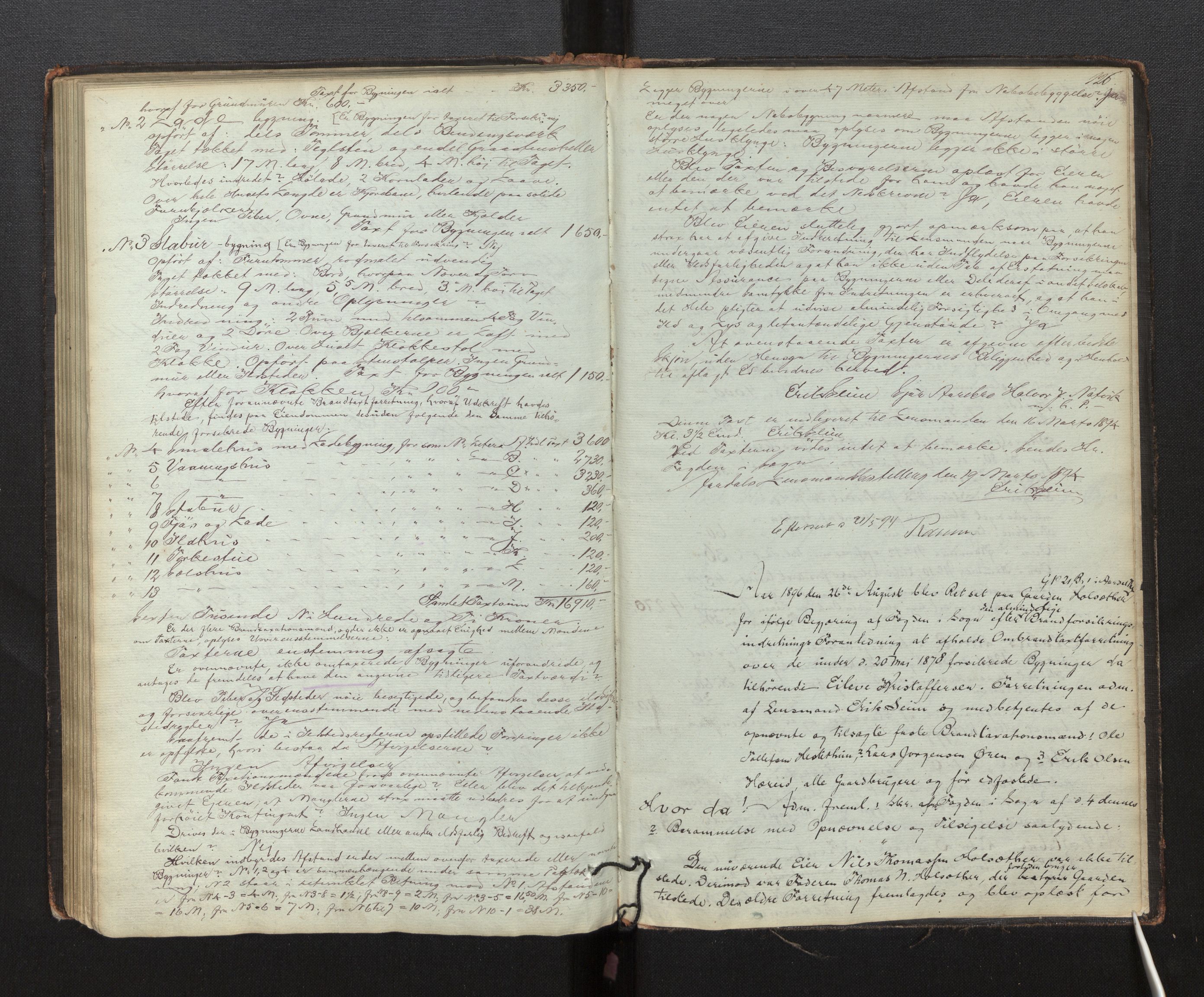 Lensmannen i Årdal, AV/SAB-A-30501/0012/L0001: Branntakstprotokoll, 1846-1898, p. 125b-126a