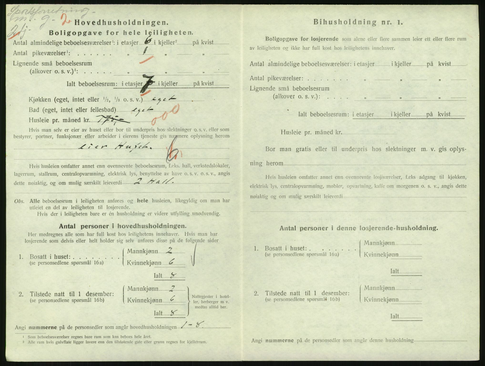 SAH, 1920 census for Lillehammer, 1920, p. 1691