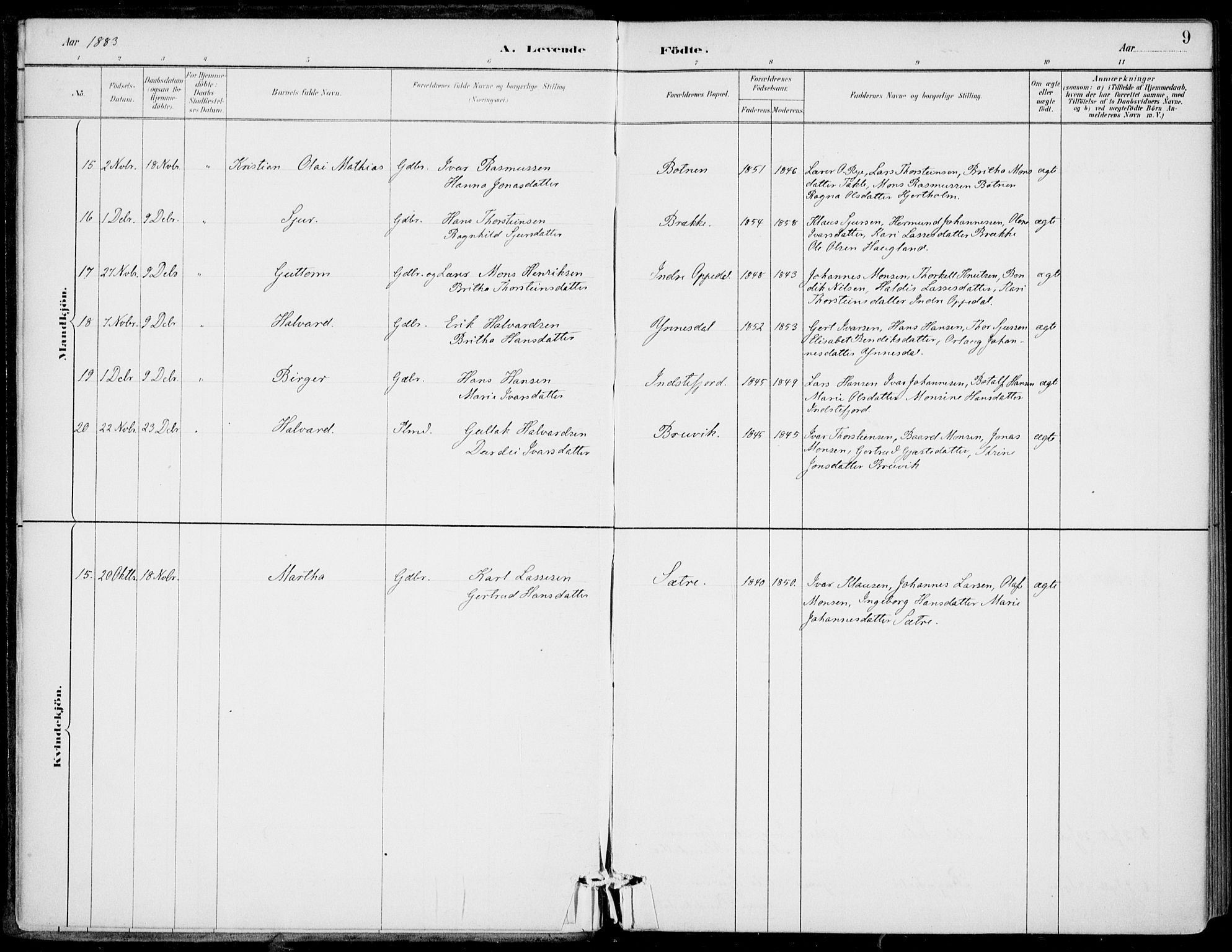 Gulen sokneprestembete, AV/SAB-A-80201/H/Haa/Haac/L0002: Parish register (official) no. C  2, 1882-1914, p. 9