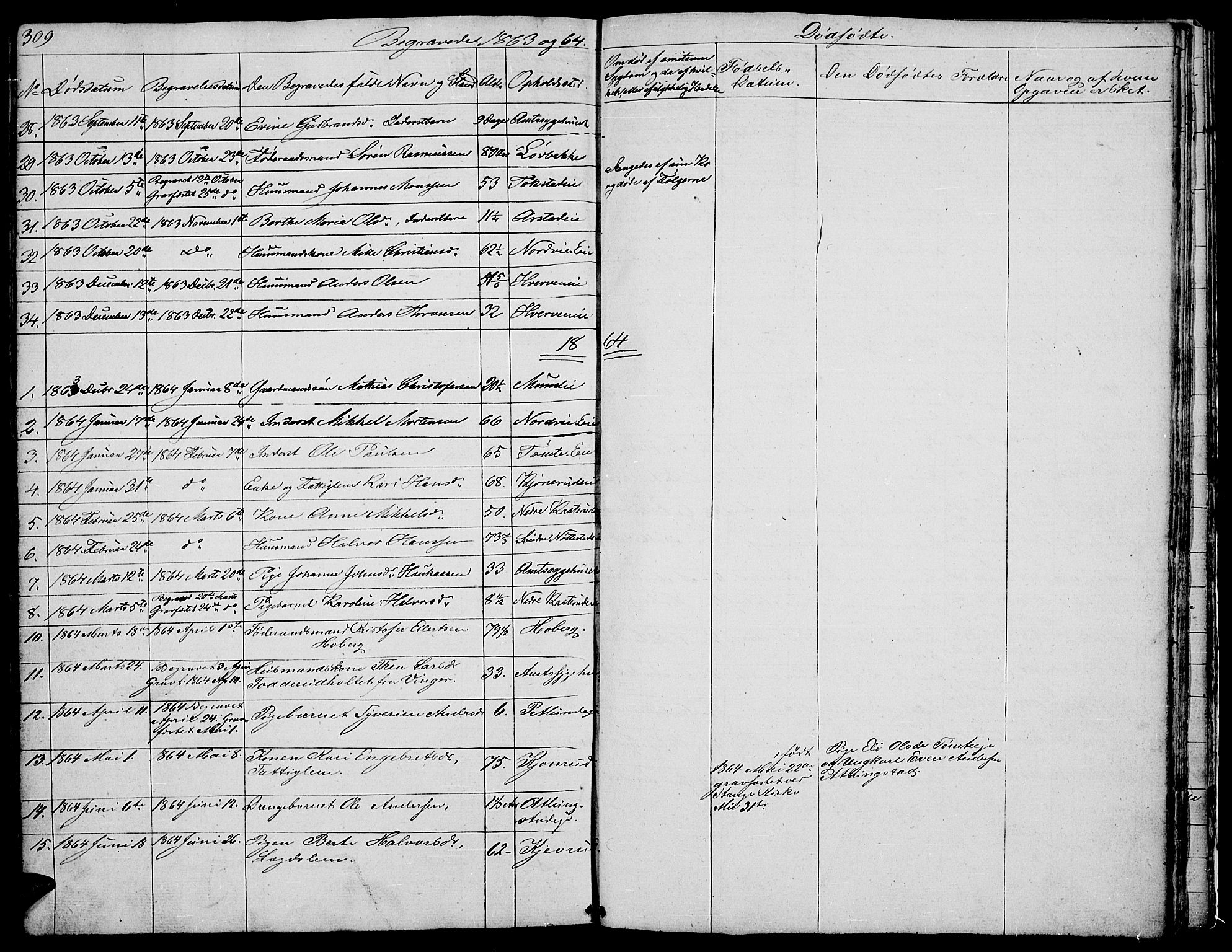 Stange prestekontor, SAH/PREST-002/L/L0002: Parish register (copy) no. 2, 1838-1879, p. 309
