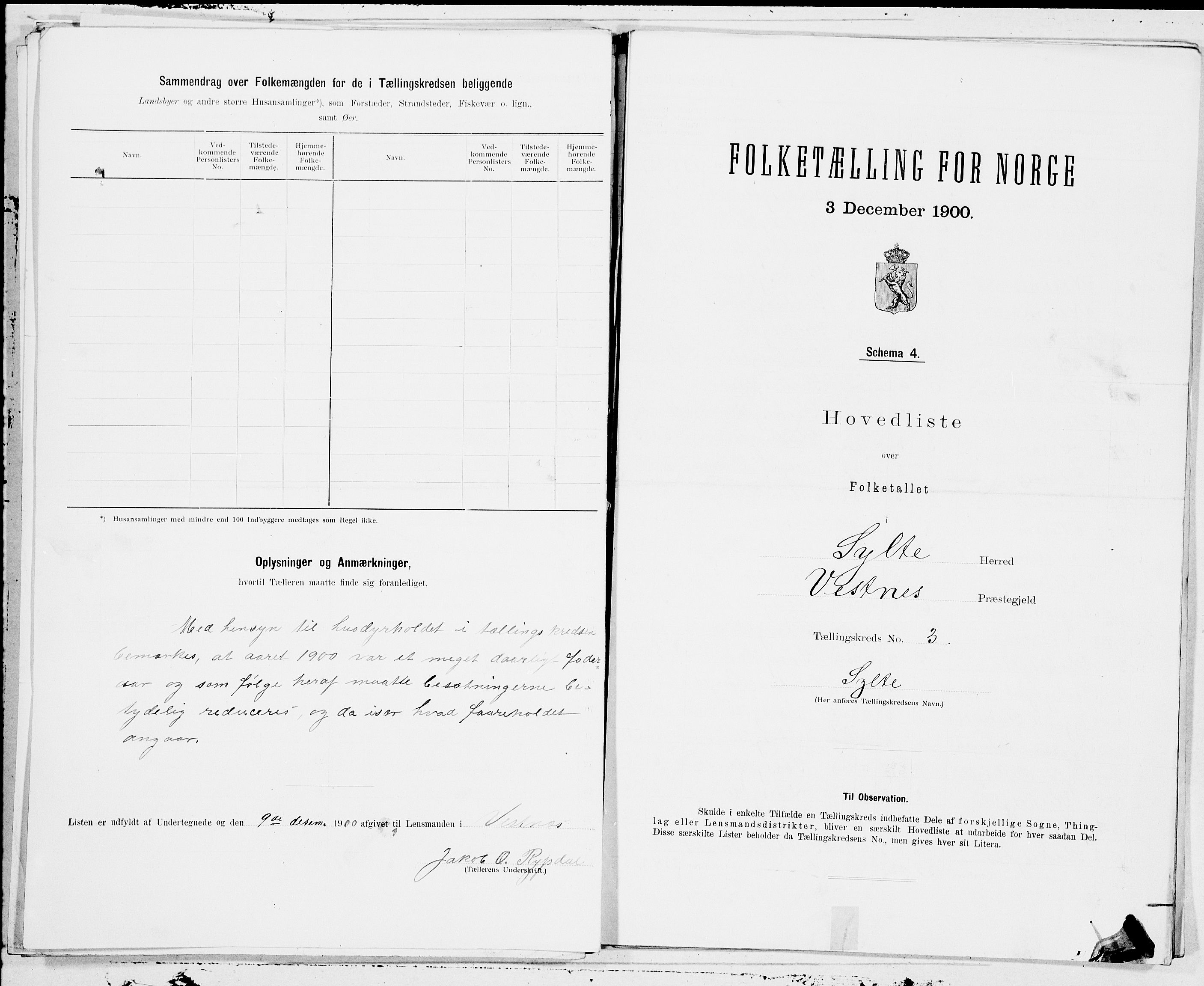 SAT, 1900 census for Sylte, 1900, p. 6