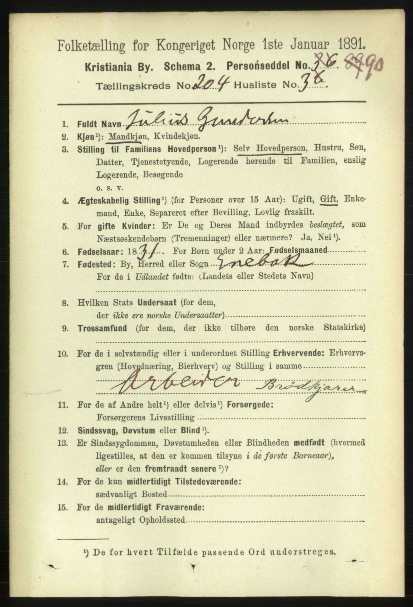 RA, 1891 census for 0301 Kristiania, 1891, p. 123141