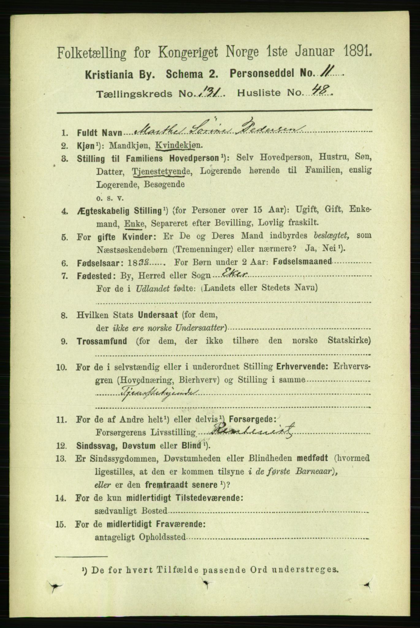 RA, 1891 census for 0301 Kristiania, 1891, p. 71348