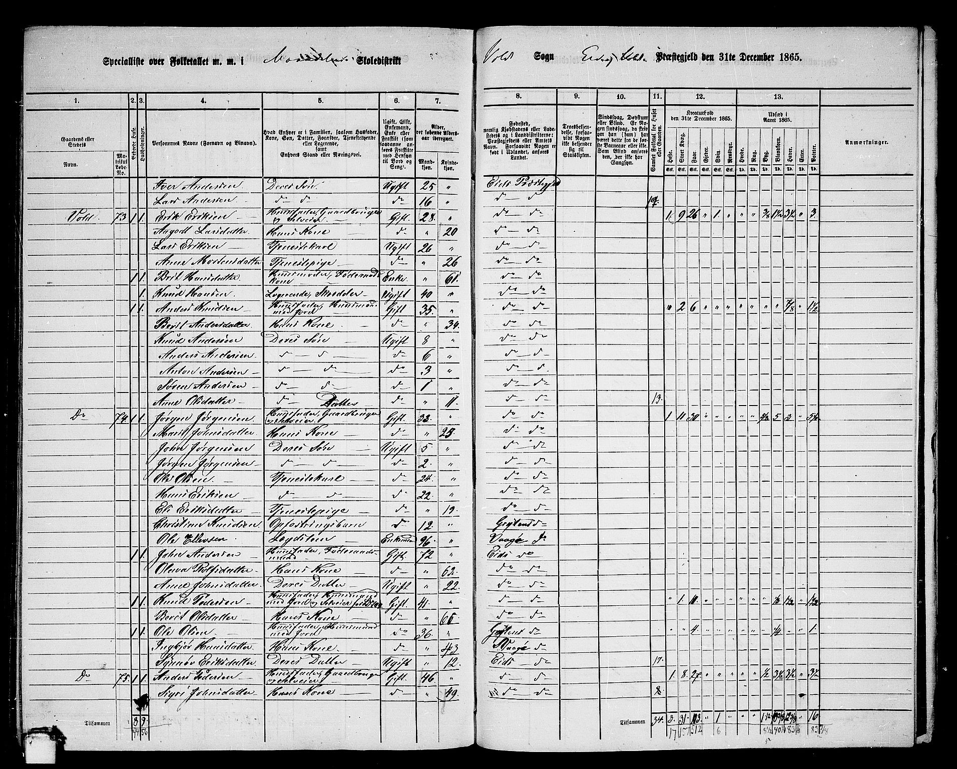 RA, 1865 census for Eid og Vold, 1865, p. 56