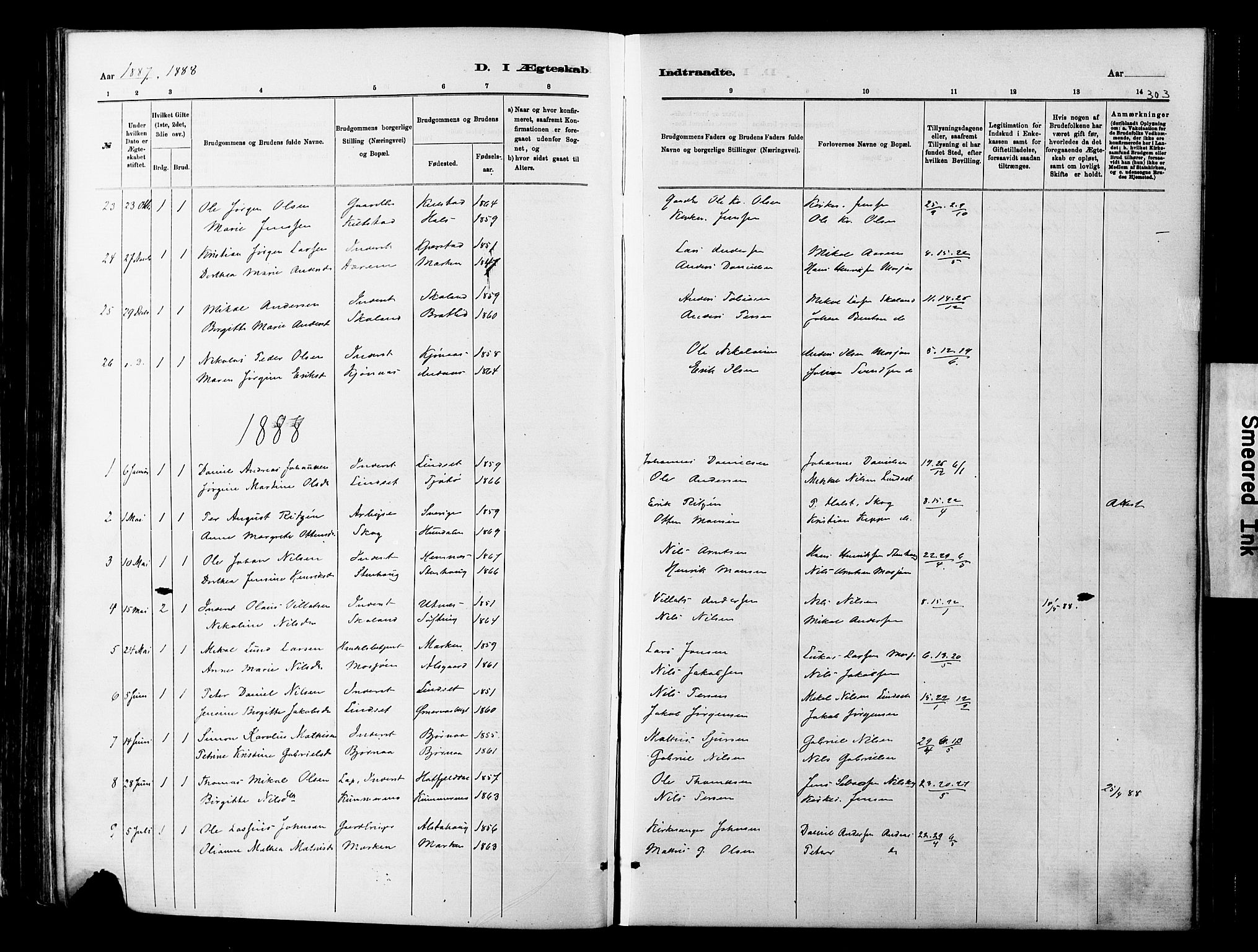 Ministerialprotokoller, klokkerbøker og fødselsregistre - Nordland, SAT/A-1459/820/L0295: Parish register (official) no. 820A16, 1880-1896, p. 303