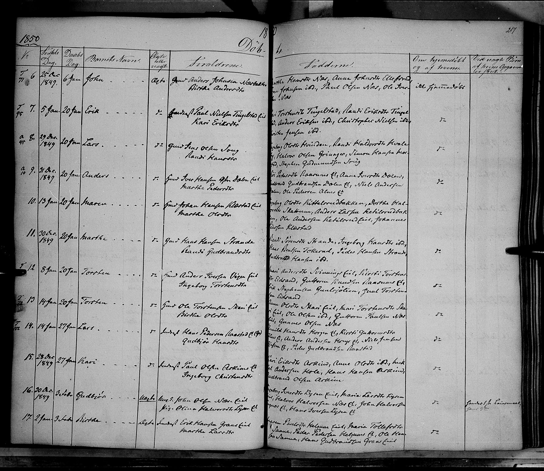 Gran prestekontor, SAH/PREST-112/H/Ha/Haa/L0011: Parish register (official) no. 11, 1842-1856, p. 216-217