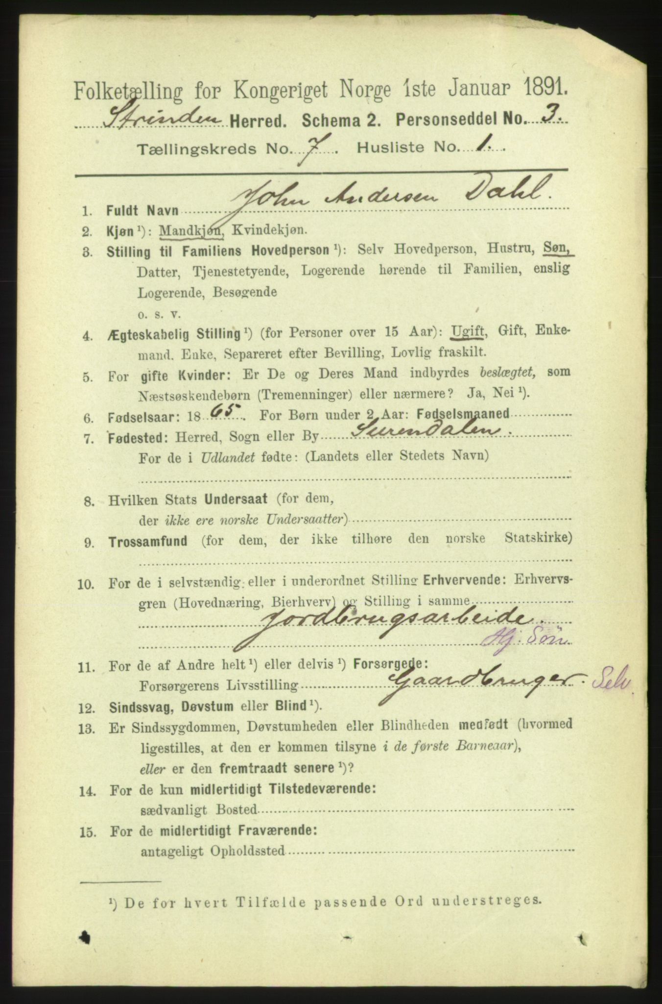 RA, 1891 census for 1660 Strinda, 1891, p. 6261