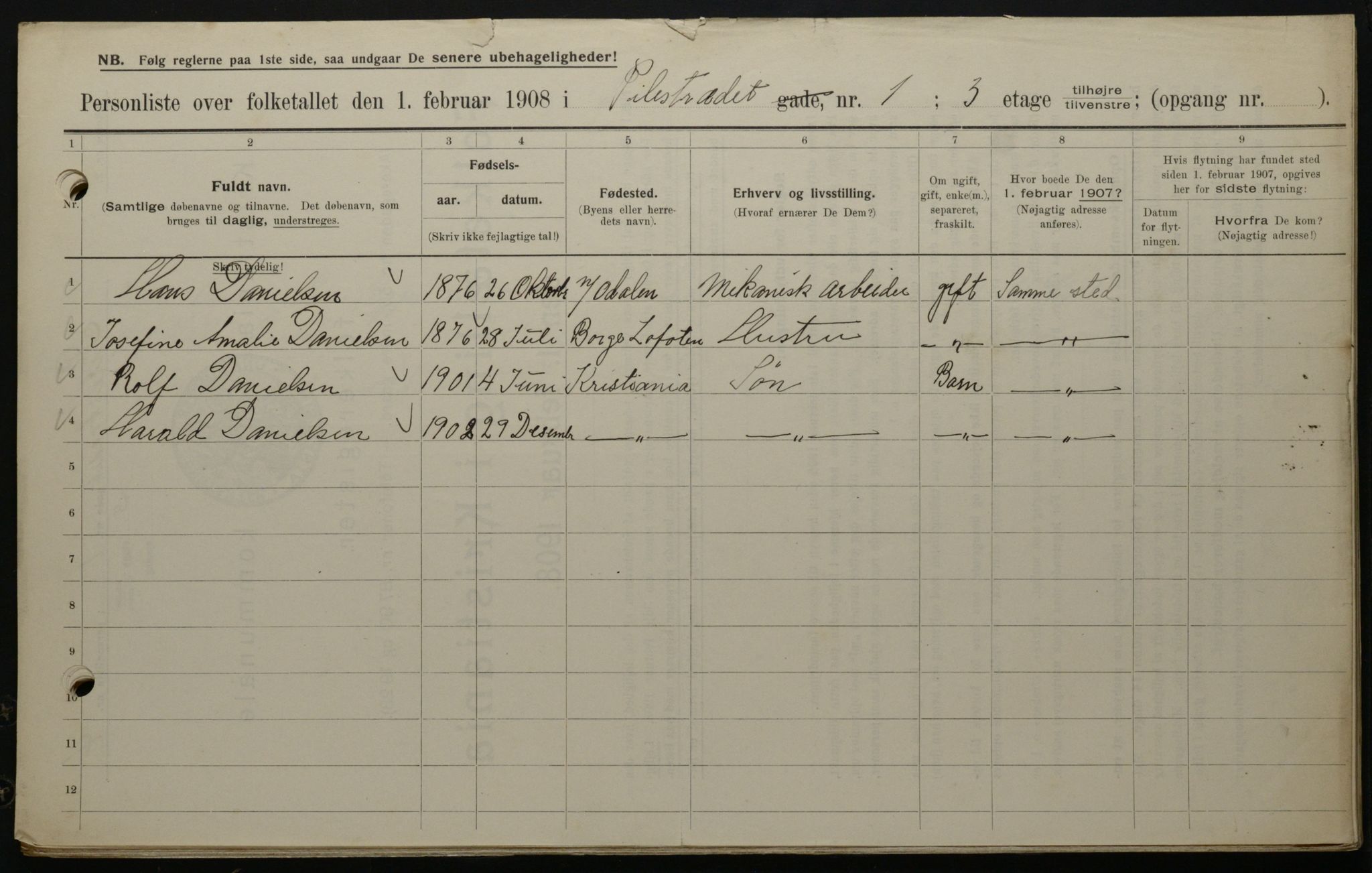 OBA, Municipal Census 1908 for Kristiania, 1908, p. 70625