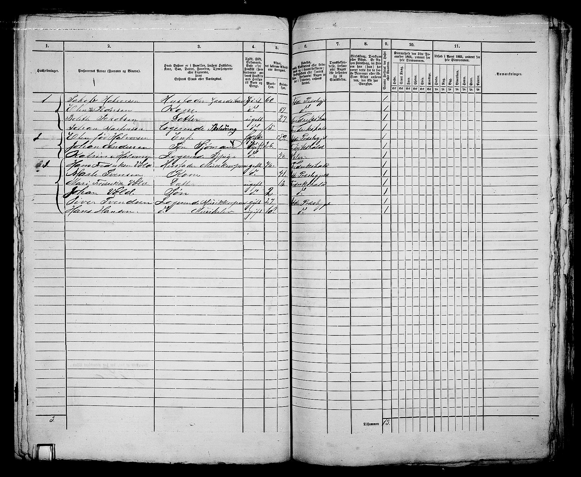 RA, 1865 census for Fredrikshald, 1865, p. 677