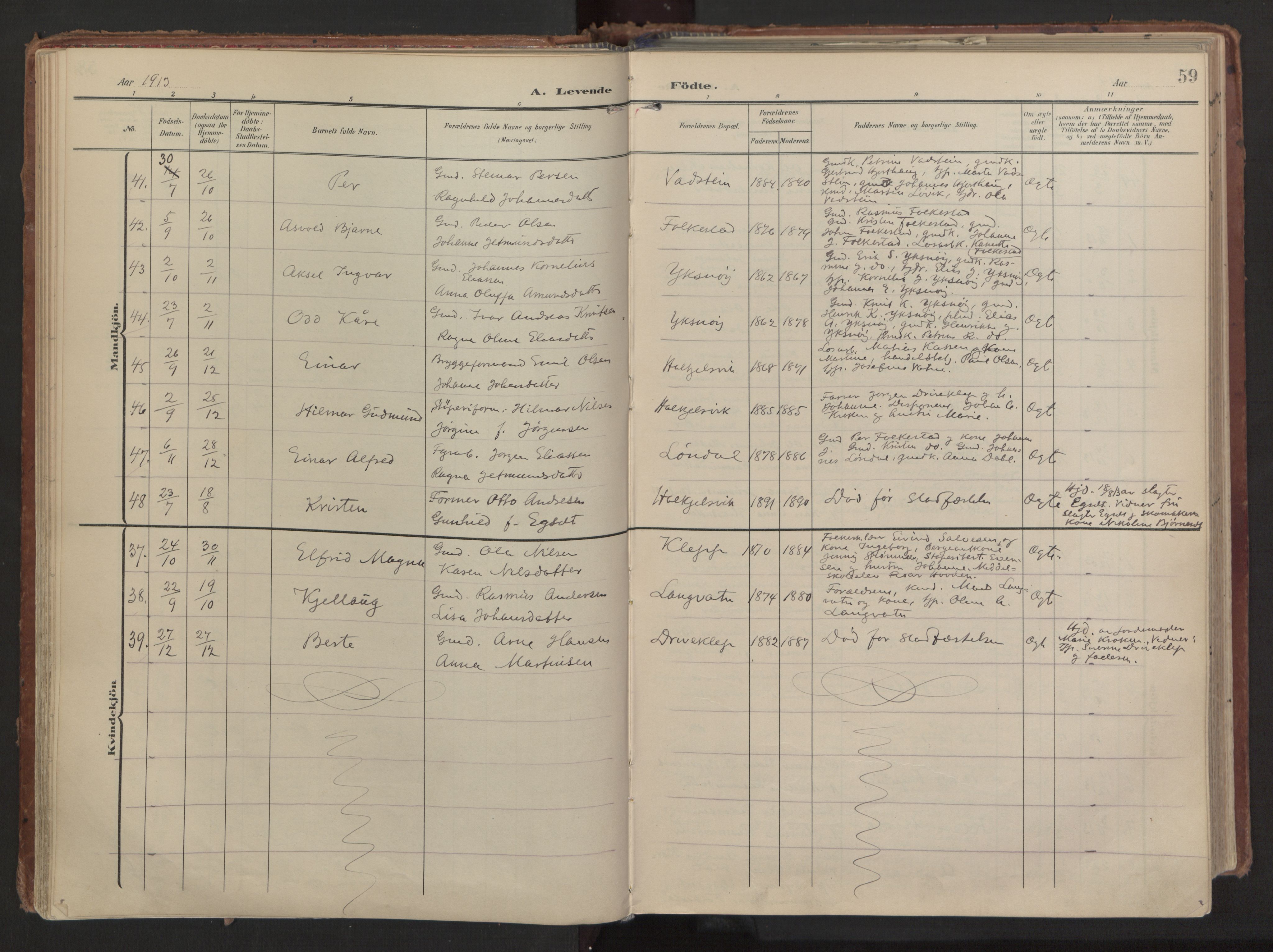 Ministerialprotokoller, klokkerbøker og fødselsregistre - Møre og Romsdal, AV/SAT-A-1454/511/L0144: Parish register (official) no. 511A11, 1906-1923, p. 59