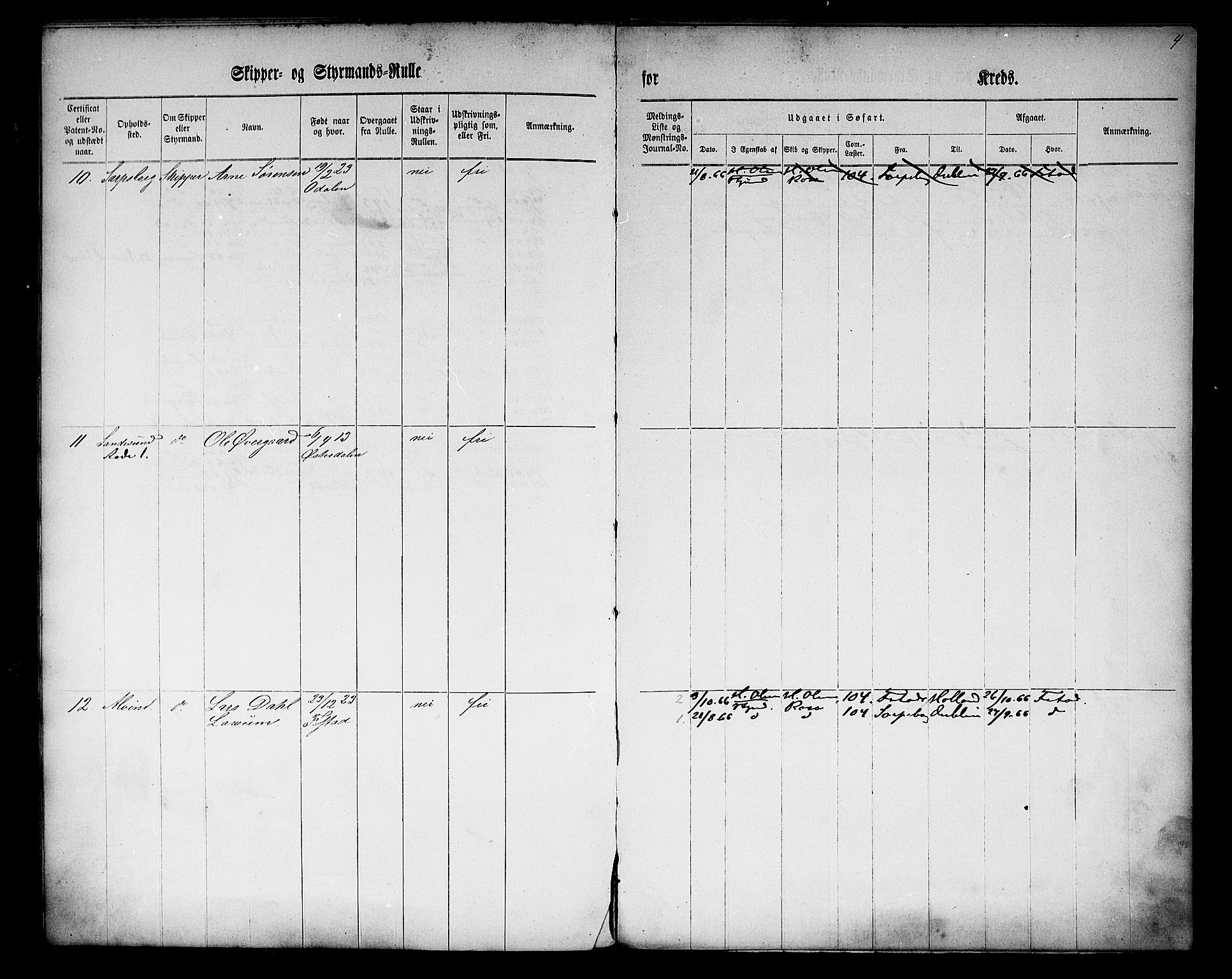 Sarpsborg mønstringskontor, AV/SAO-A-10569c/F/Fc/Fcc/L0002: Skipper- og styrmannsrulle, 1860-1868, p. 6