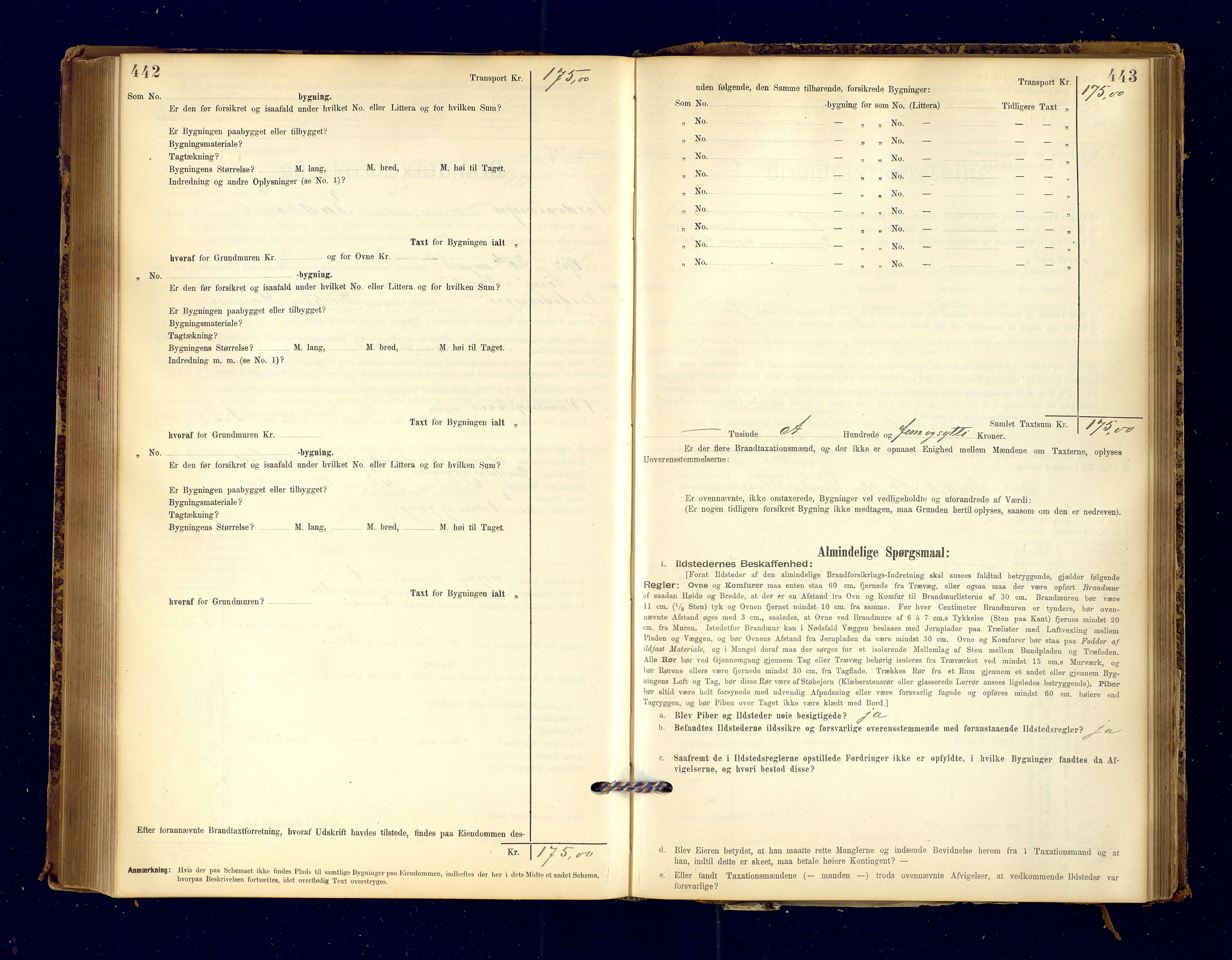 Nord-Varanger (Vadsø) lensmannskontor, SATØ/S-1166/1/Fp/Fpb/L0198: Branntakstprotokoller, 1895-1913, p. 442-443