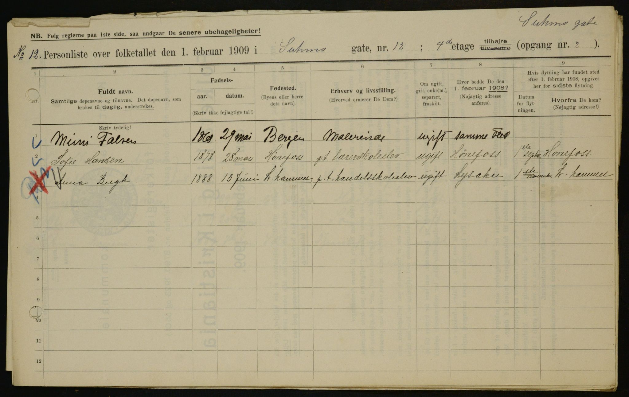 OBA, Municipal Census 1909 for Kristiania, 1909, p. 94645