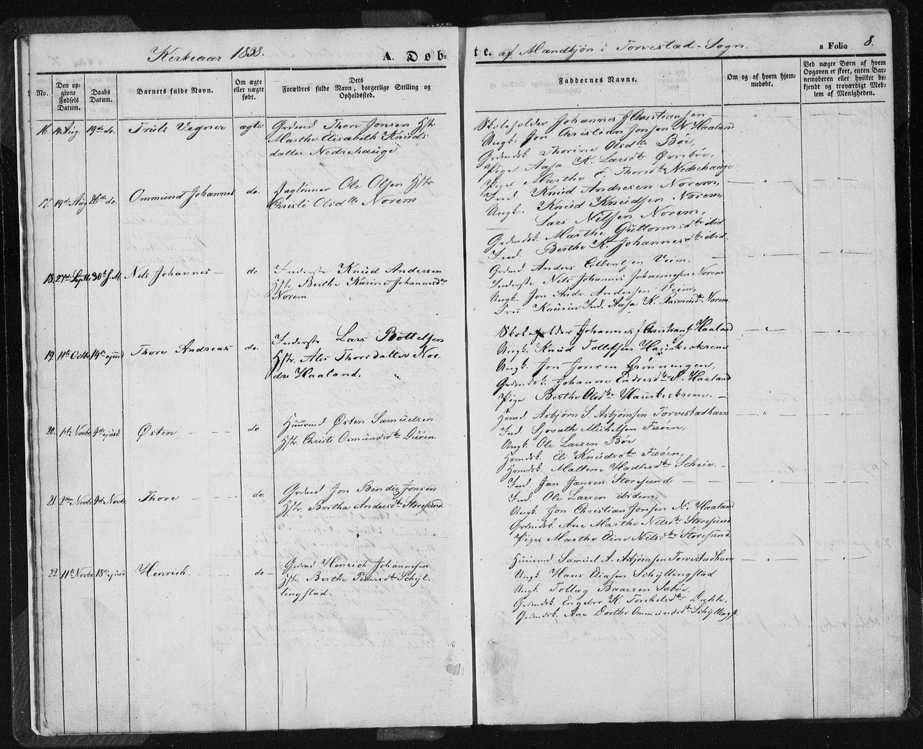 Torvastad sokneprestkontor, AV/SAST-A -101857/H/Ha/Haa/L0005: Parish register (official) no. A 5, 1836-1847, p. 8