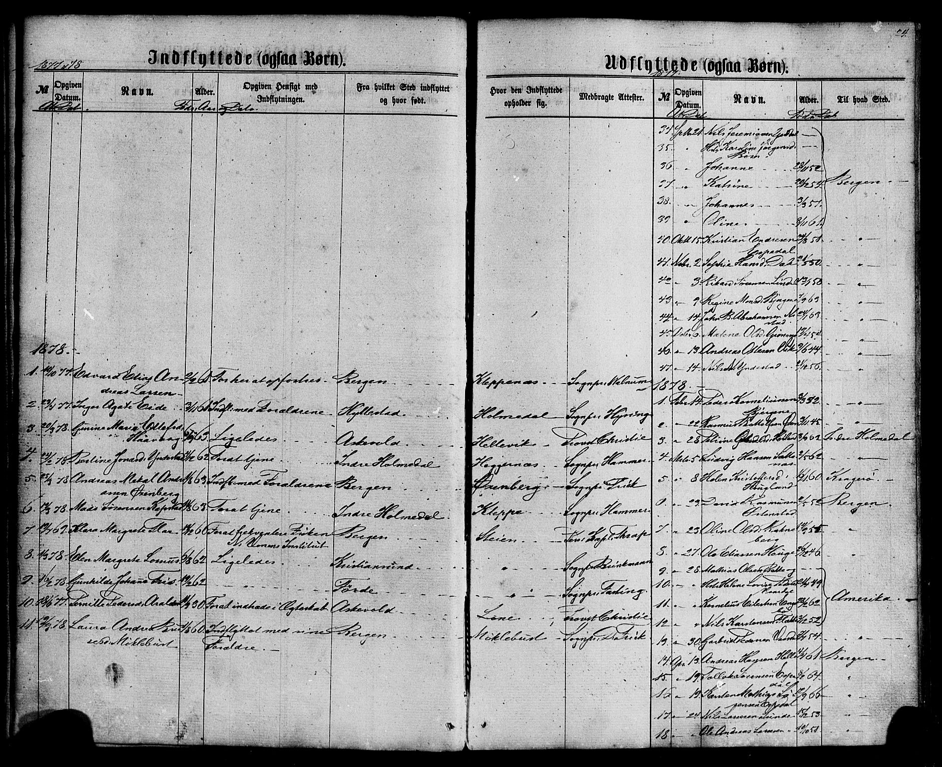 Fjaler sokneprestembete, SAB/A-79801/H/Haa/Haaa/L0010: Parish register (official) no. A 10, 1866-1886, p. 24