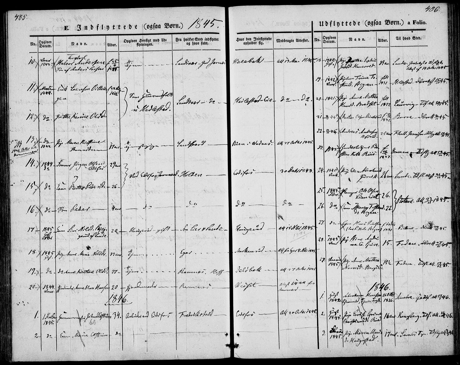 Hof kirkebøker, SAKO/A-64/F/Fa/L0005: Parish register (official) no. I 5, 1844-1851, p. 485-486