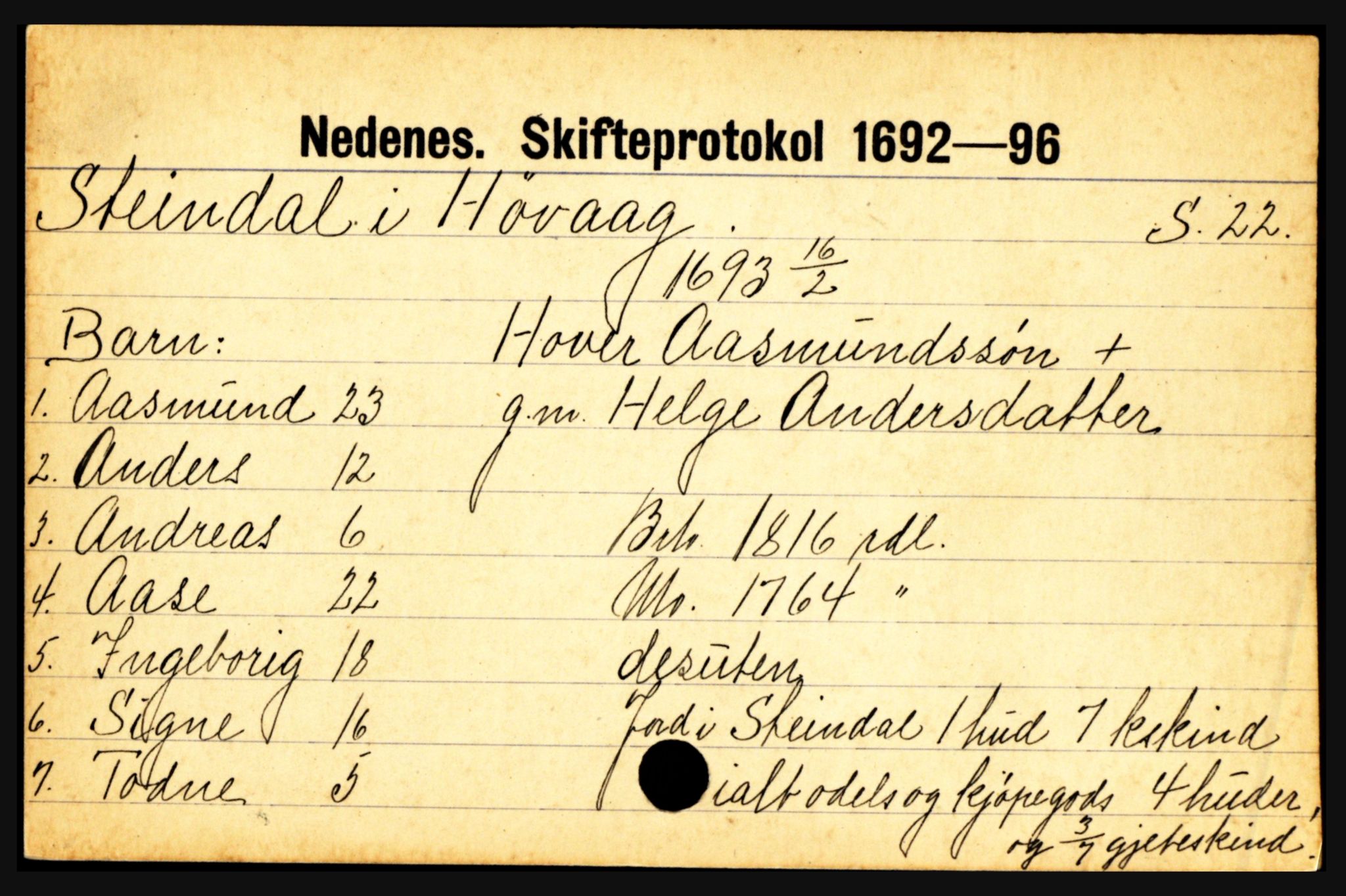 Nedenes sorenskriveri før 1824, AV/SAK-1221-0007/H, p. 28207