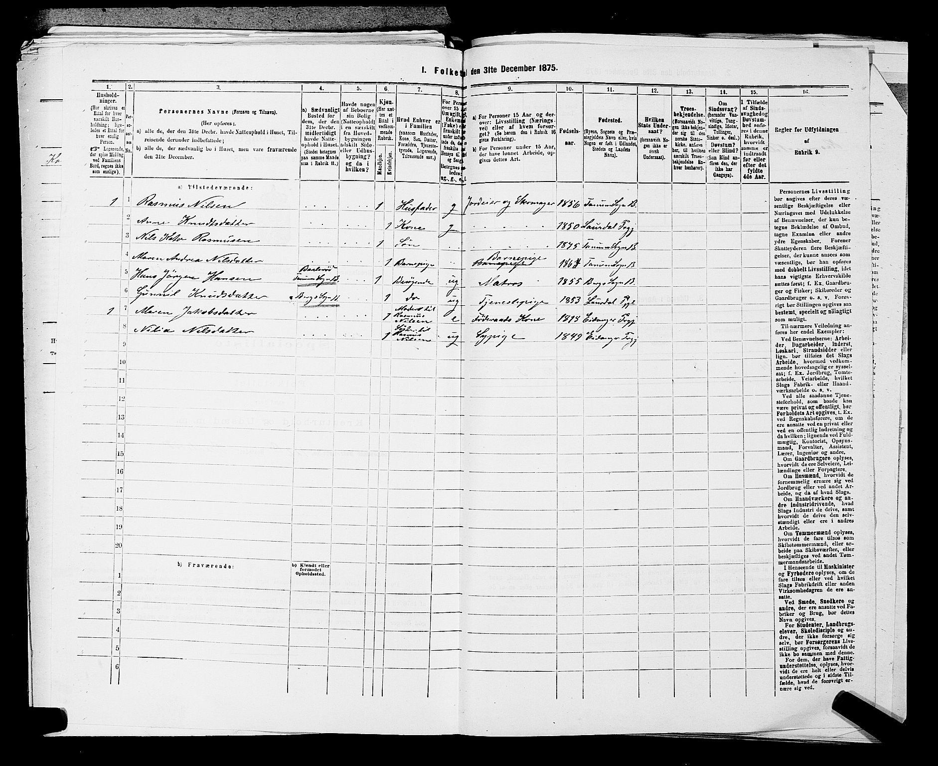 SAKO, 1875 census for 0726P Brunlanes, 1875, p. 890