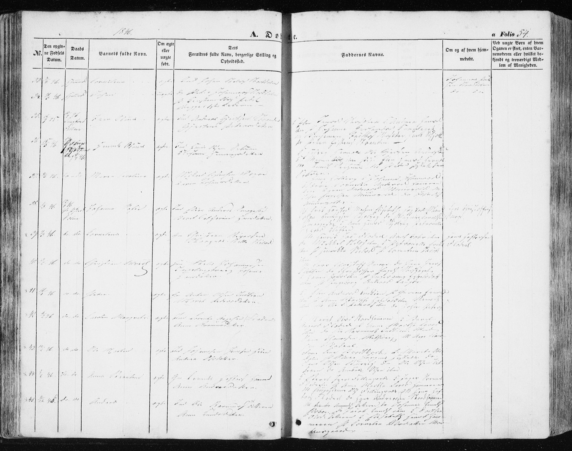 Ministerialprotokoller, klokkerbøker og fødselsregistre - Sør-Trøndelag, AV/SAT-A-1456/634/L0529: Parish register (official) no. 634A05, 1843-1851, p. 54