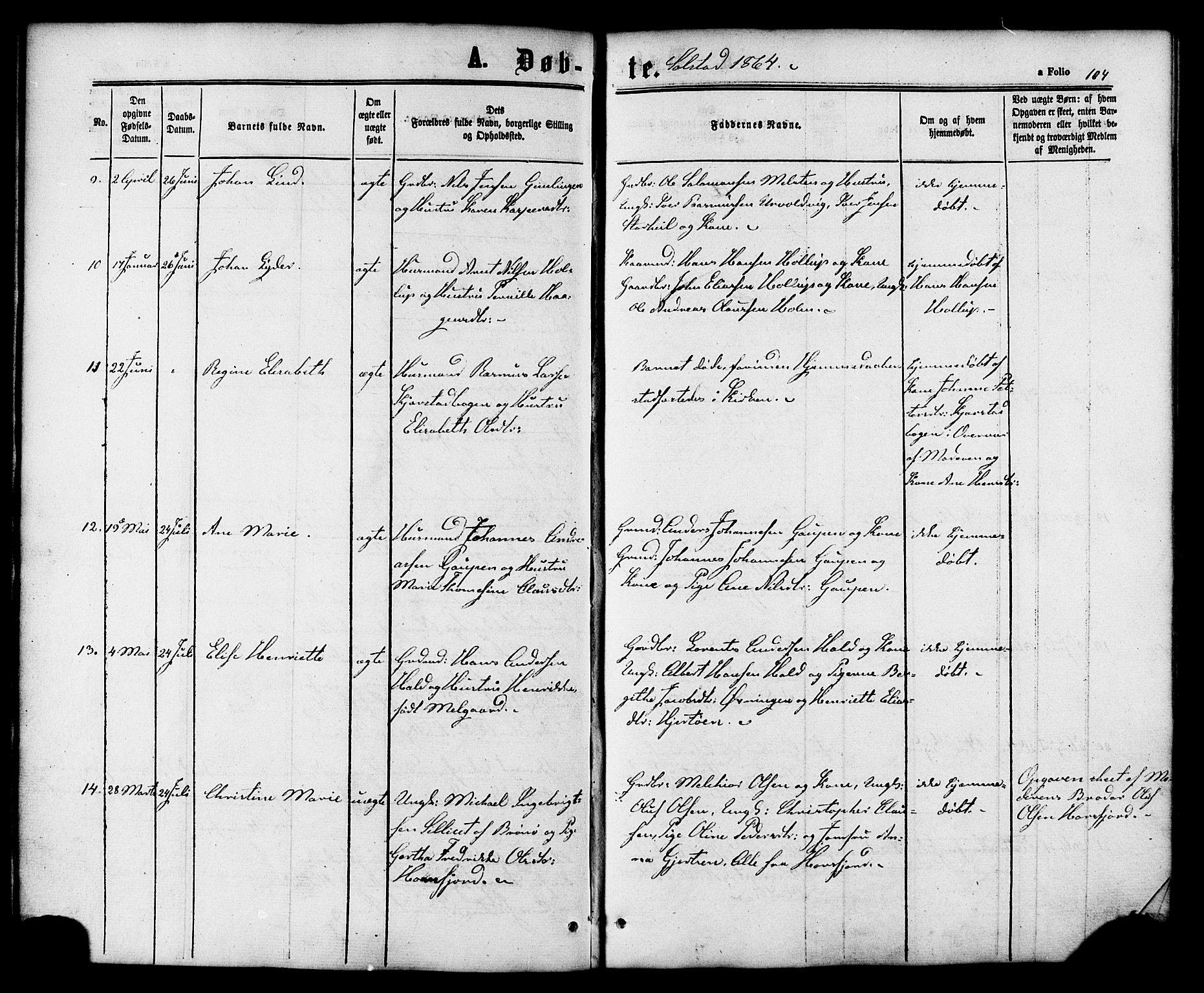 Ministerialprotokoller, klokkerbøker og fødselsregistre - Nordland, AV/SAT-A-1459/810/L0147: Parish register (official) no. 810A08 /2, 1862-1874, p. 104