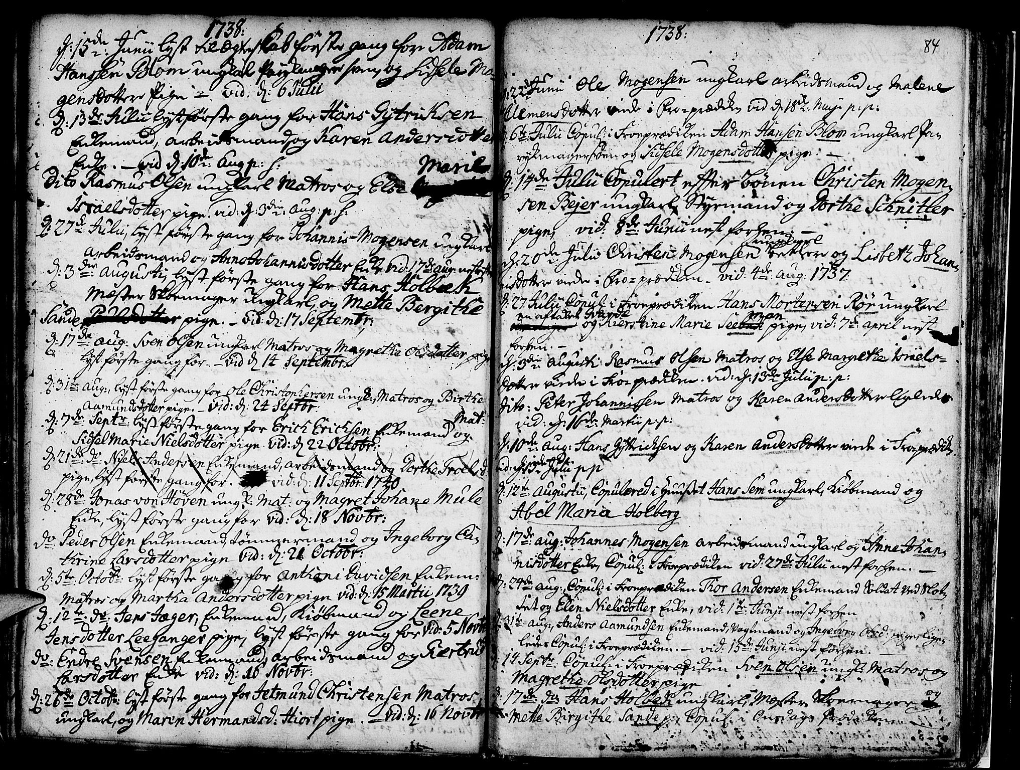 Nykirken Sokneprestembete, AV/SAB-A-77101/H/Haa/L0007: Parish register (official) no. A 7, 1719-1781, p. 84
