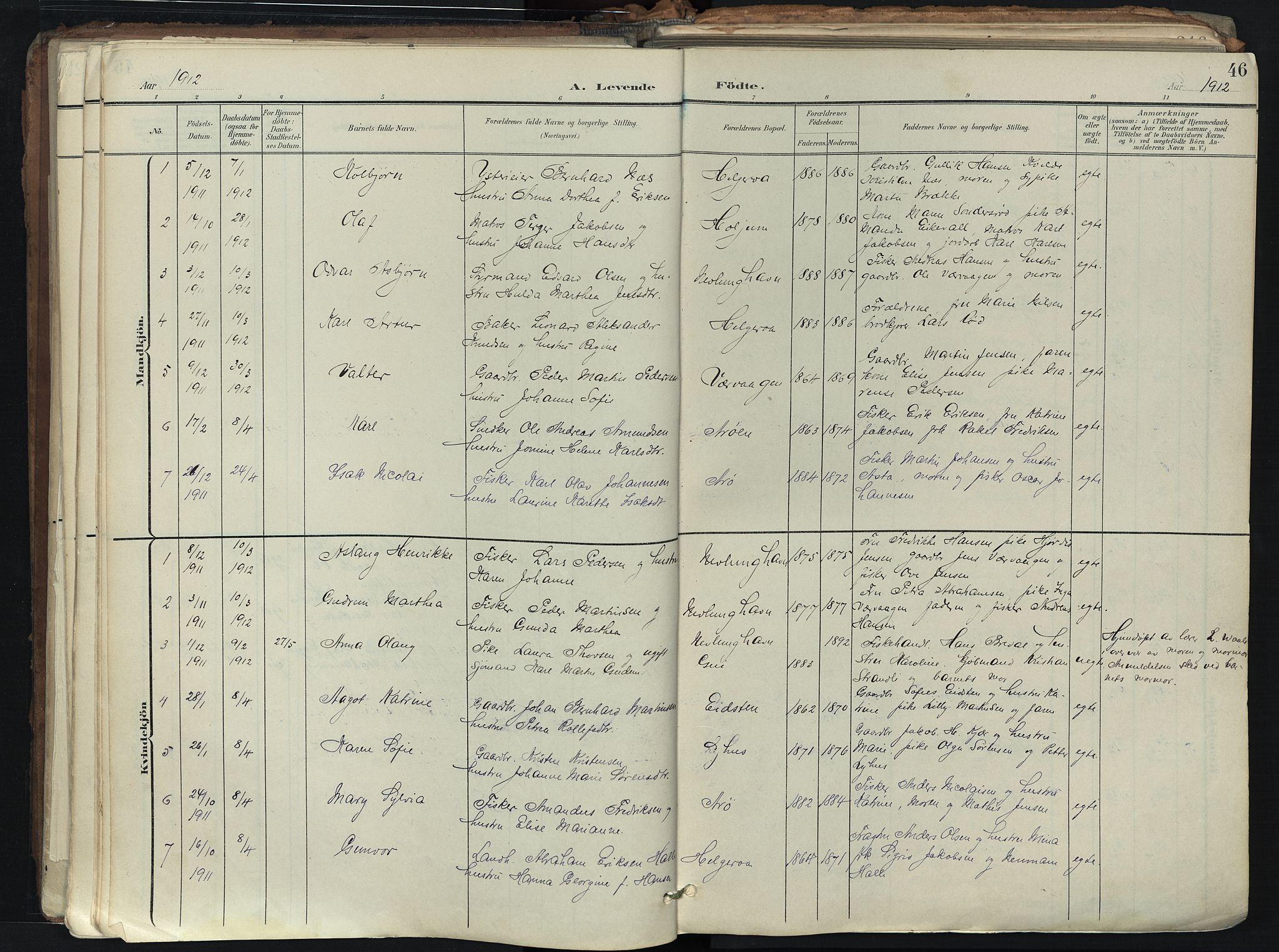 Brunlanes kirkebøker, SAKO/A-342/F/Fb/L0003: Parish register (official) no. II 3, 1900-1922, p. 46