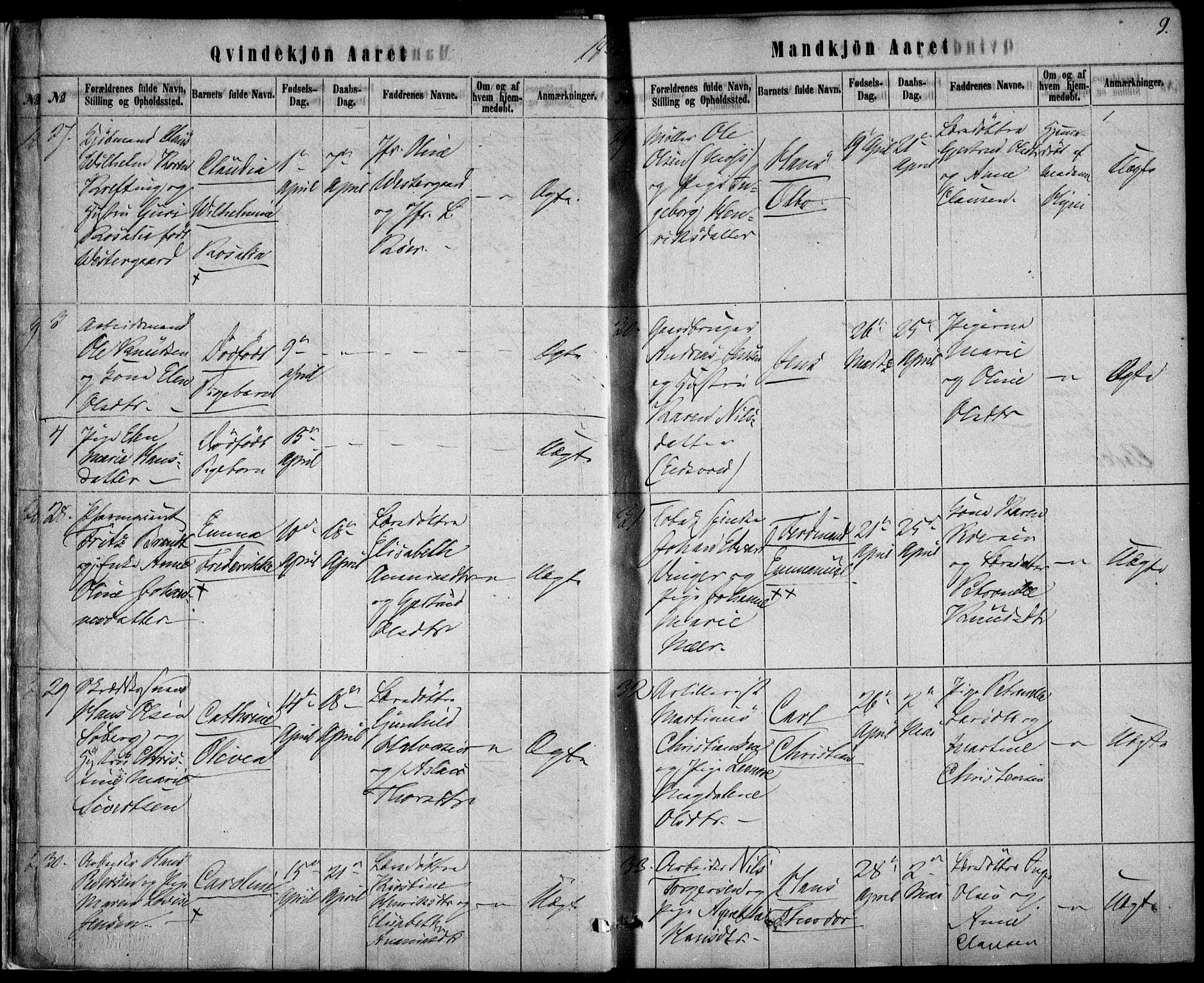 Rikshospitalet prestekontor Kirkebøker, AV/SAO-A-10309b/F/L0004: Parish register (official) no. 4, 1853-1870, p. 9