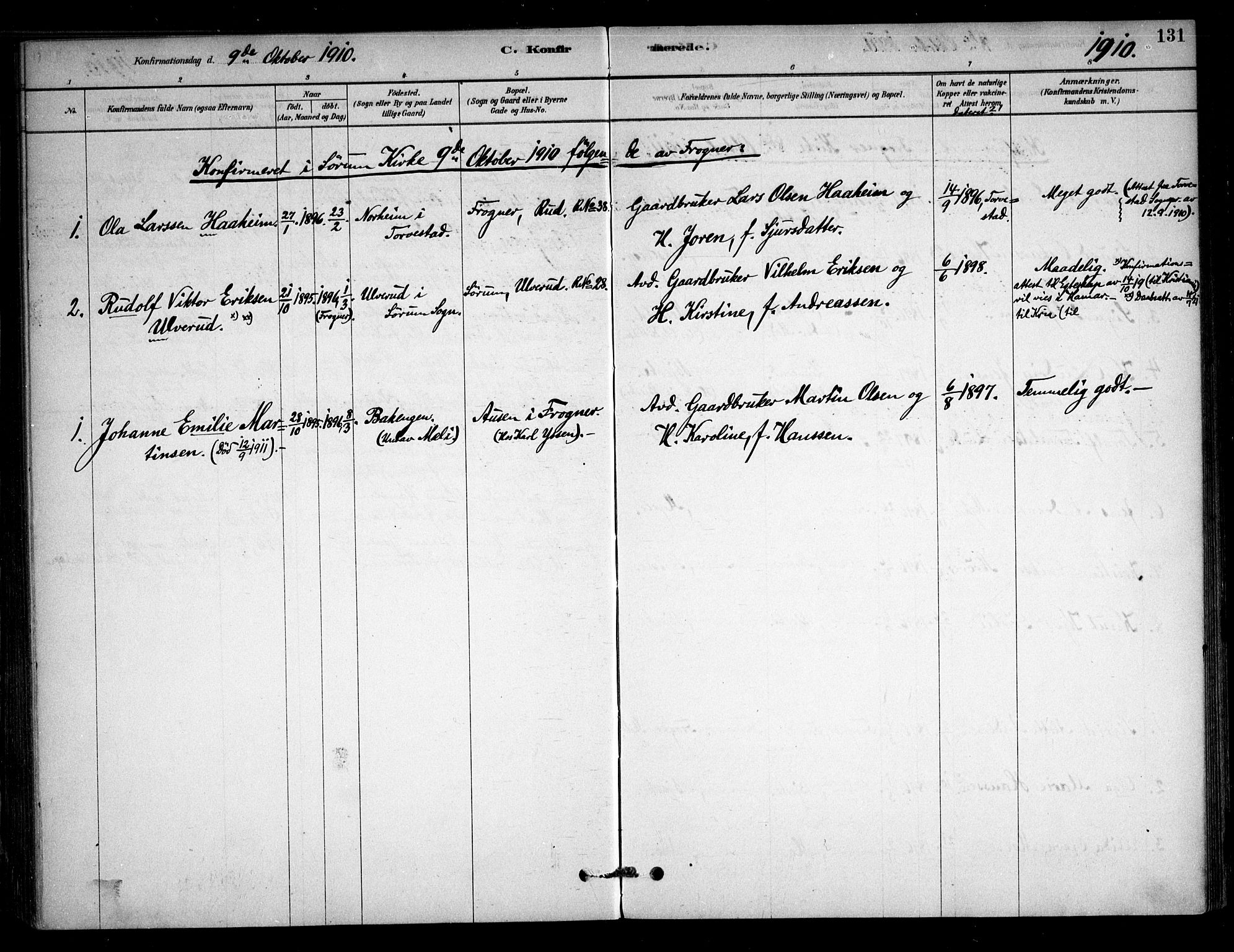 Sørum prestekontor Kirkebøker, SAO/A-10303/F/Fb/L0001: Parish register (official) no. II 1, 1878-1915, p. 131