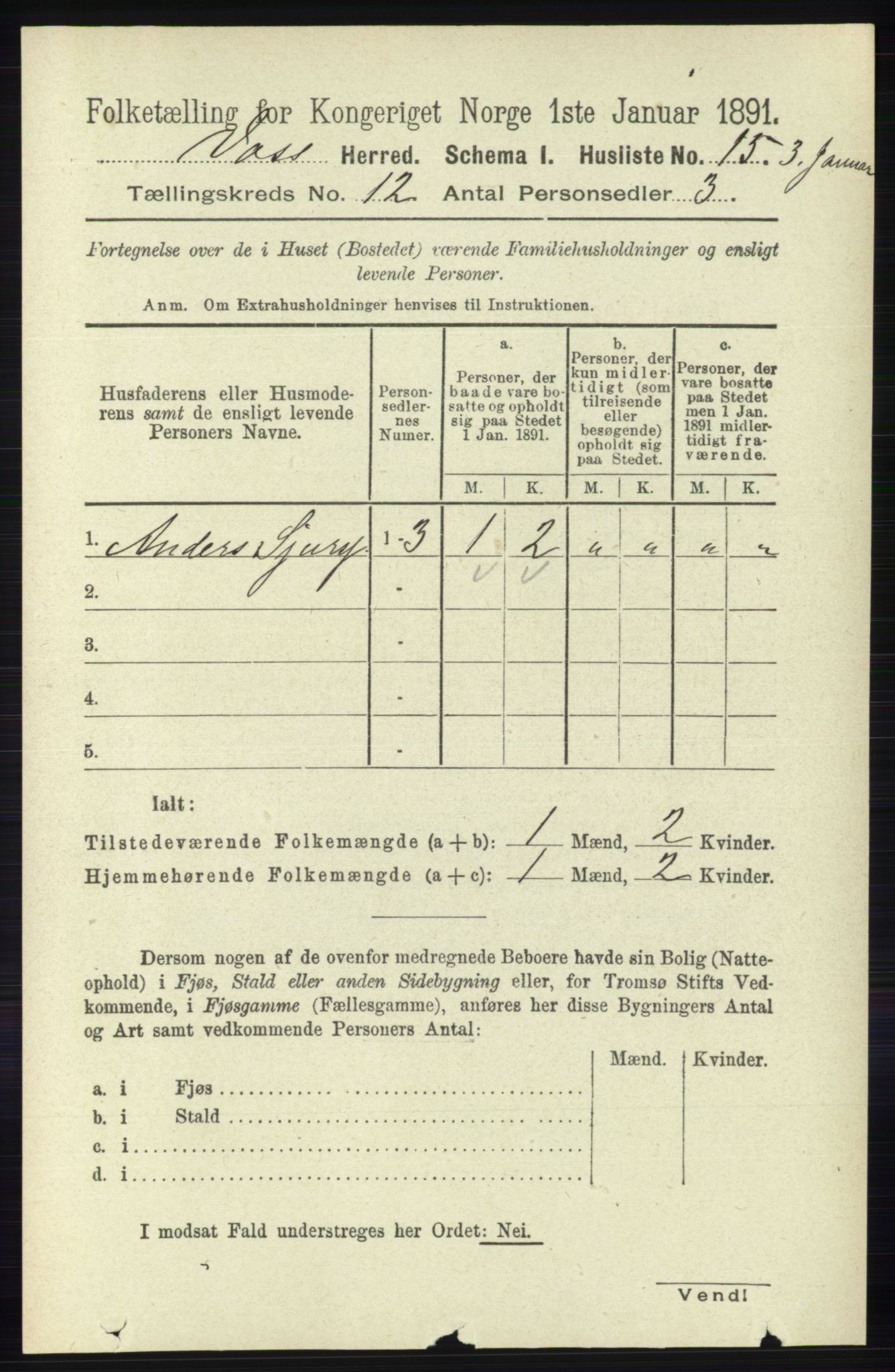 RA, 1891 census for 1235 Voss, 1891, p. 6430