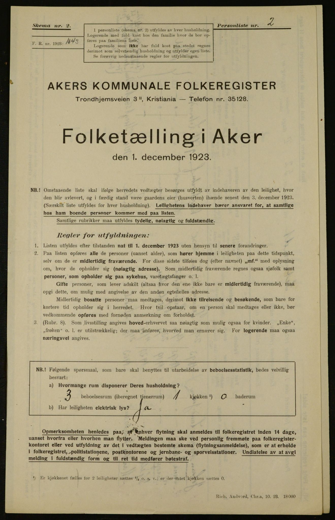 , Municipal Census 1923 for Aker, 1923, p. 14347