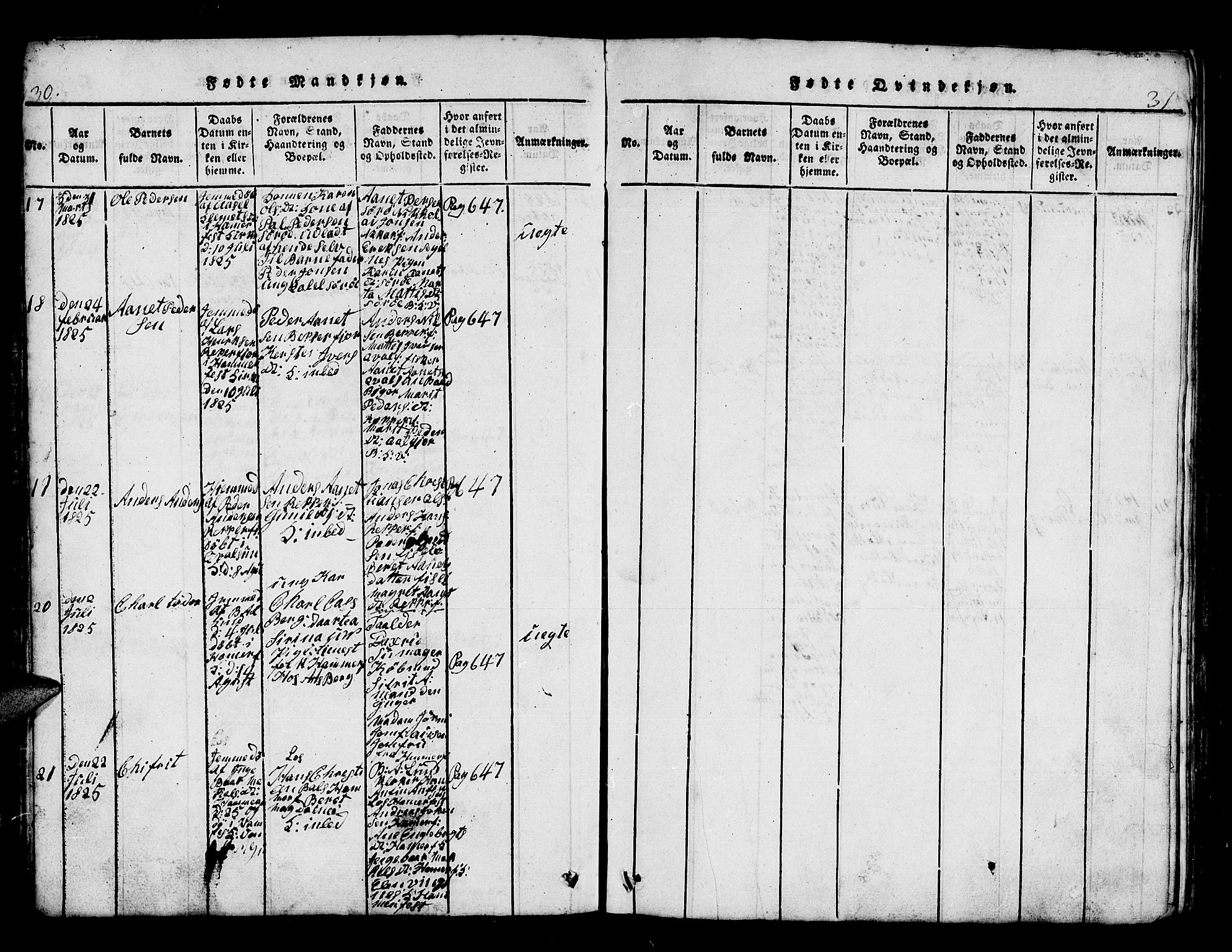 Hammerfest sokneprestkontor, SATØ/S-1347/H/Hb/L0001.klokk: Parish register (copy) no. 1, 1822-1850, p. 30-31