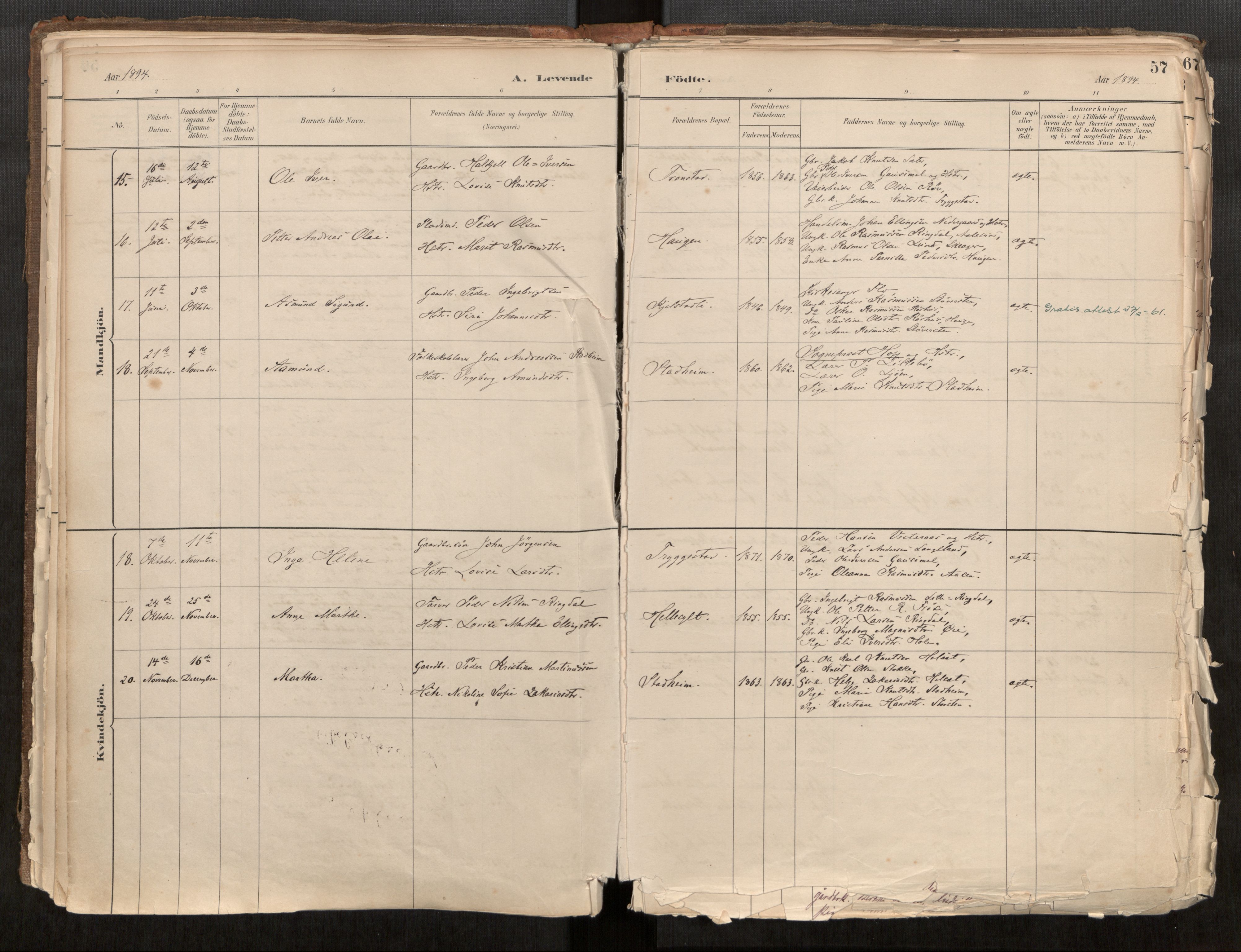 Sunnylven sokneprestkontor, SAT/A-1007: Parish register (official) no. 517A08, 1882-1939, p. 57