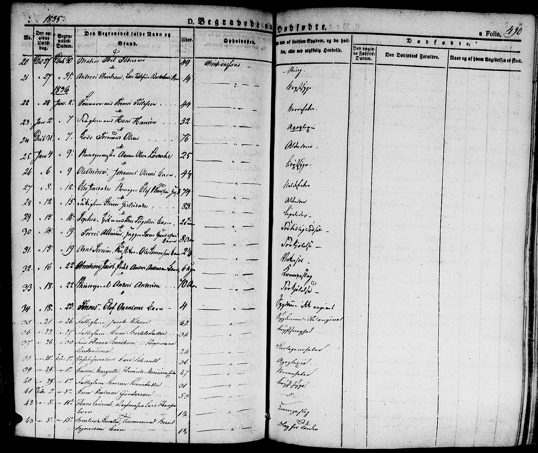 Kristiansand domprosti, SAK/1112-0006/F/Fa/L0011: Parish register (official) no. A 11, 1827-1841, p. 490