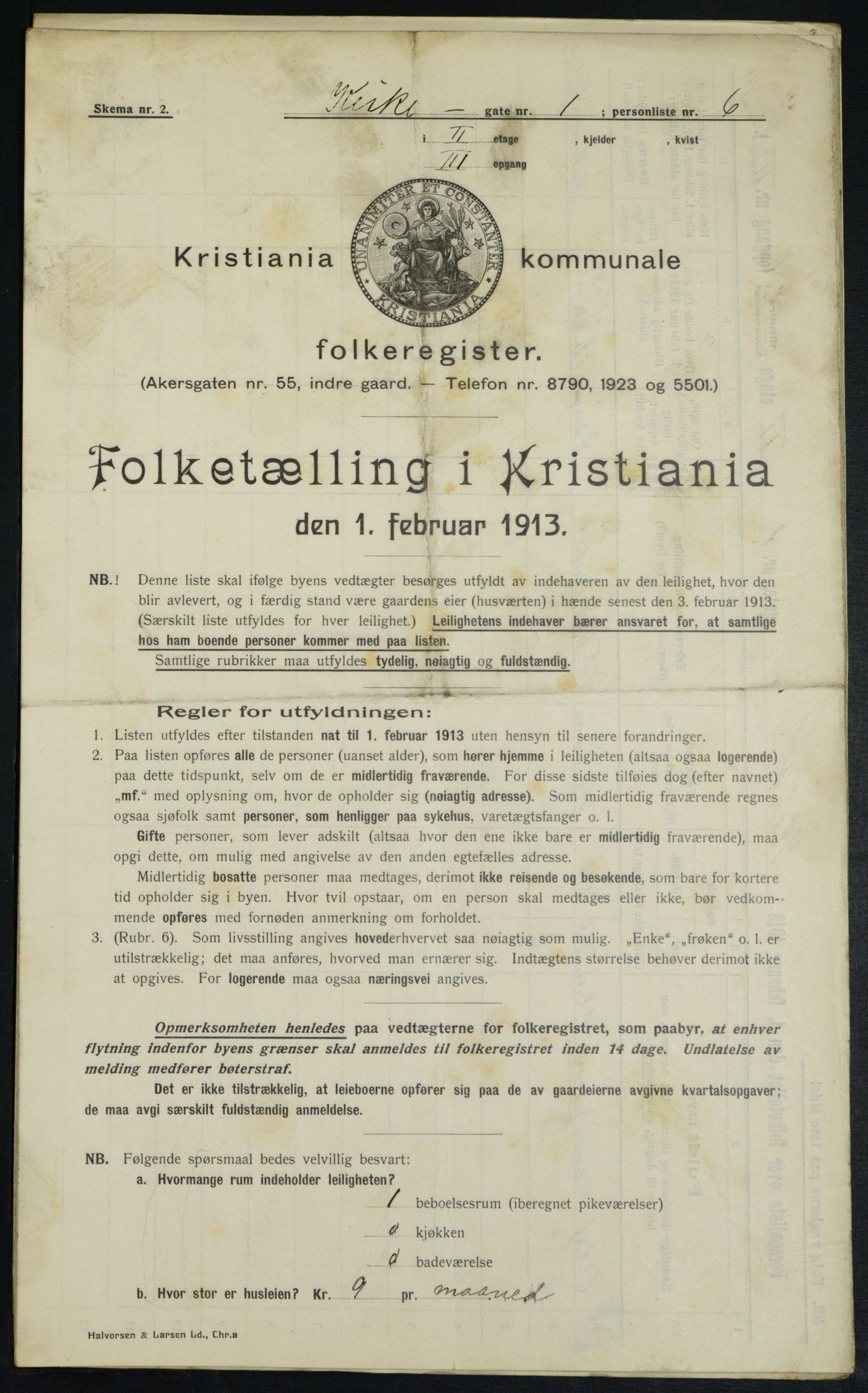 OBA, Municipal Census 1913 for Kristiania, 1913, p. 49462