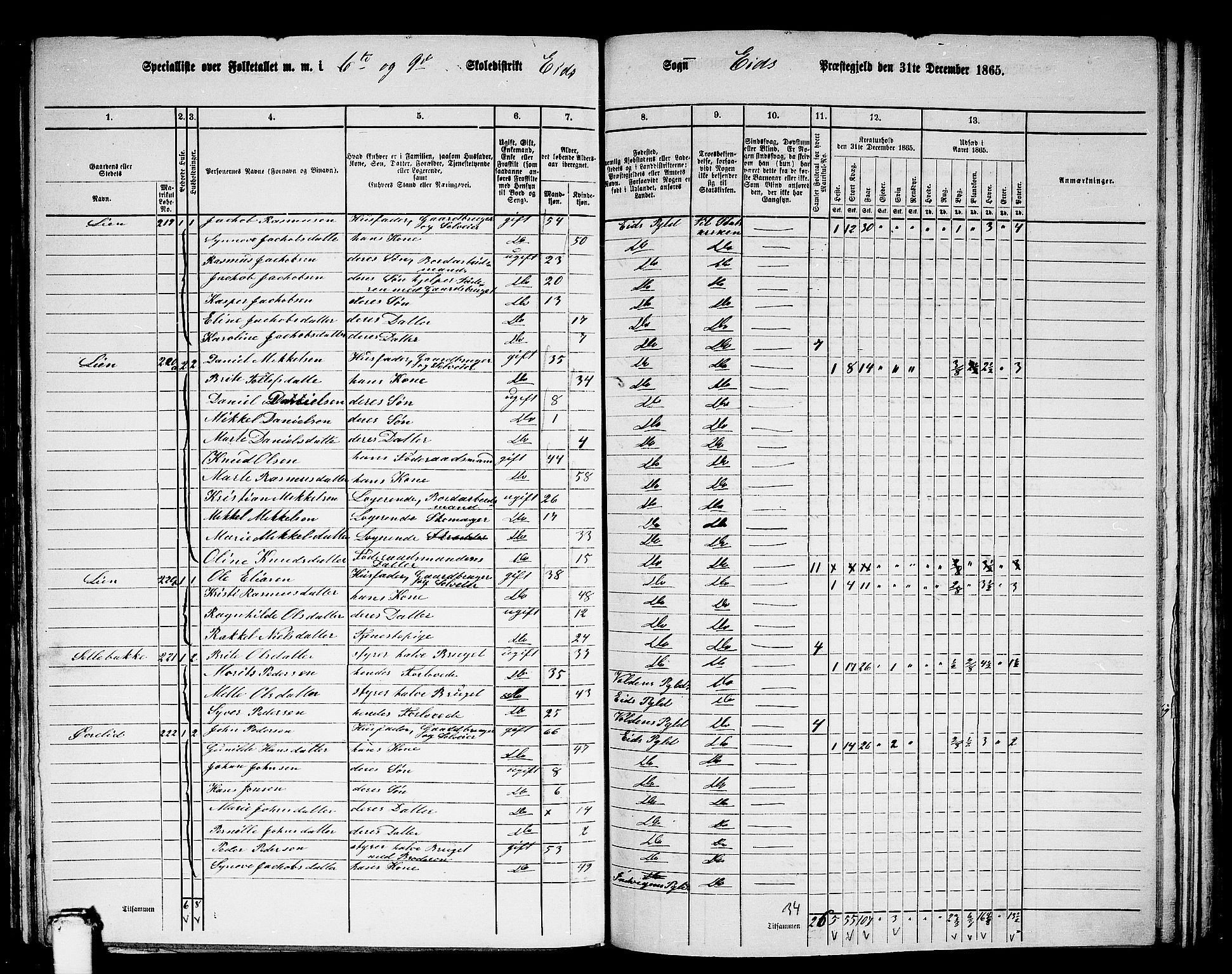 RA, 1865 census for Eid, 1865, p. 143