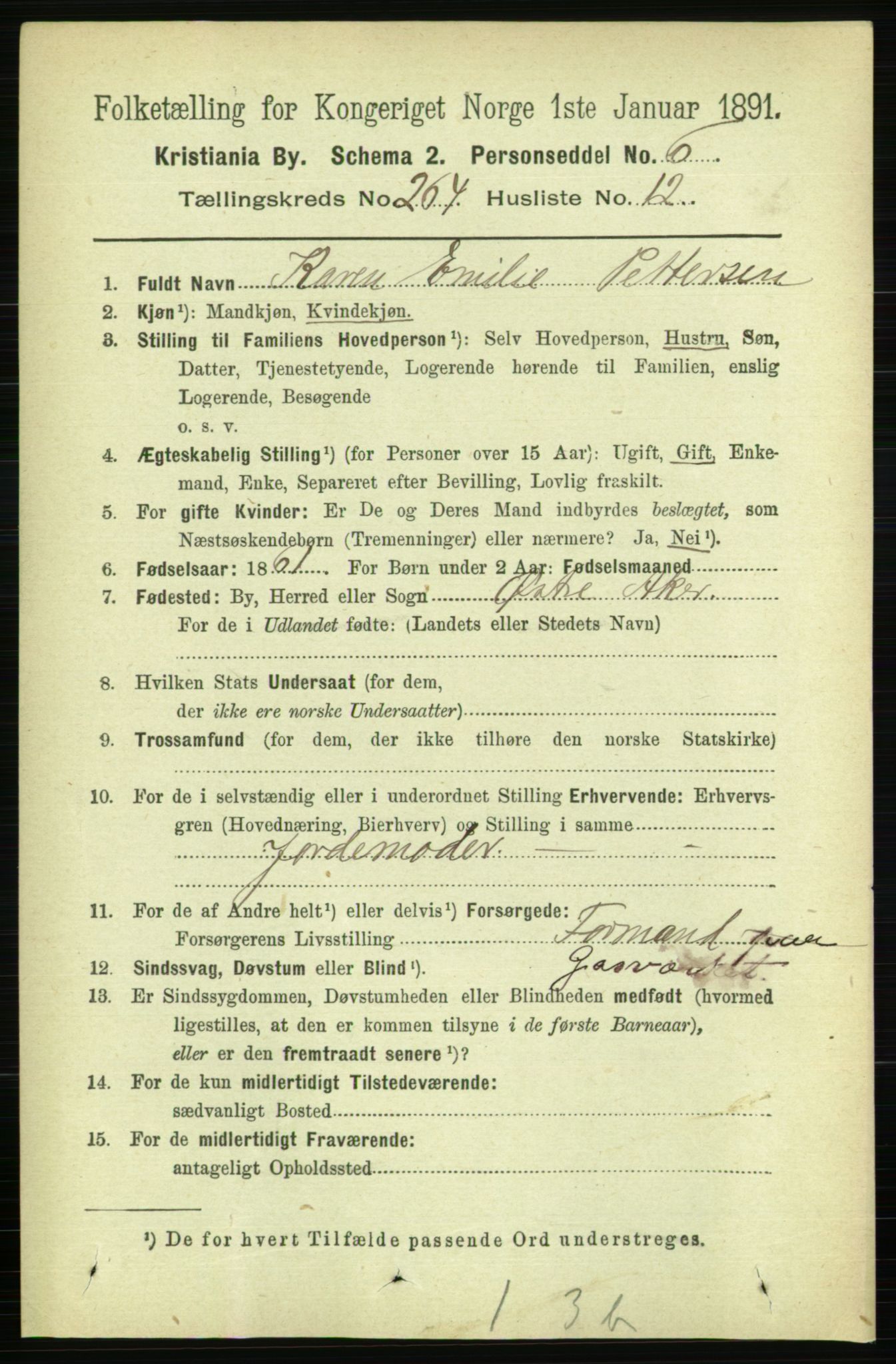 RA, 1891 census for 0301 Kristiania, 1891, p. 160740