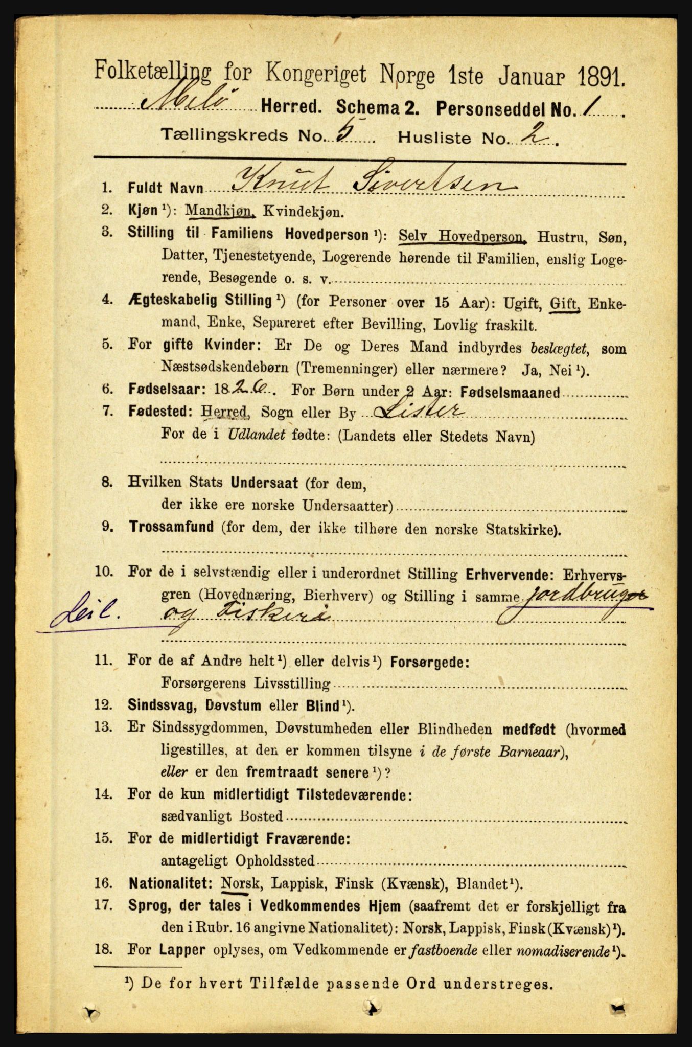 RA, 1891 census for 1837 Meløy, 1891, p. 1807