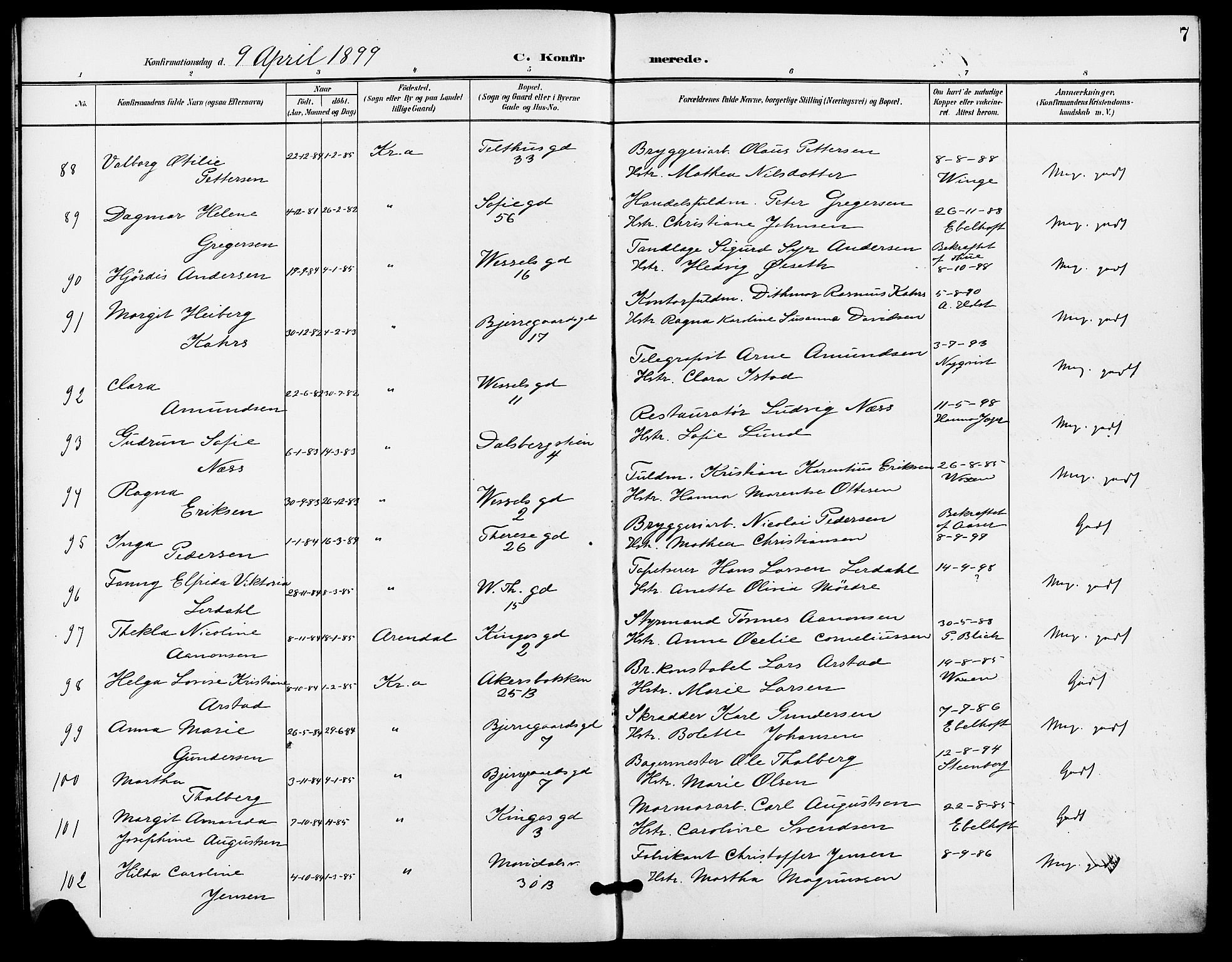 Gamle Aker prestekontor Kirkebøker, AV/SAO-A-10617a/F/L0012: Parish register (official) no. 12, 1898-1910, p. 7