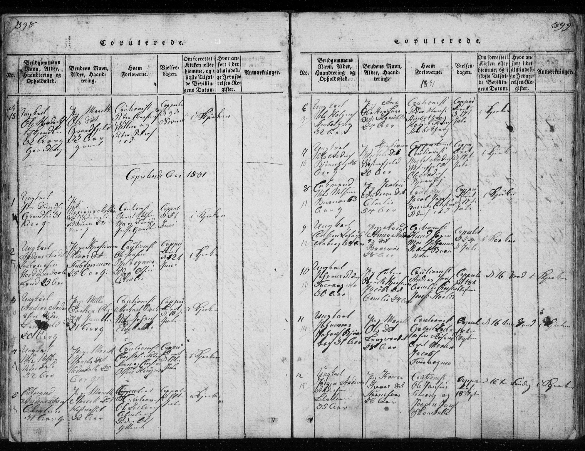 Ministerialprotokoller, klokkerbøker og fødselsregistre - Nordland, SAT/A-1459/827/L0412: Parish register (copy) no. 827C01, 1820-1841, p. 398-399