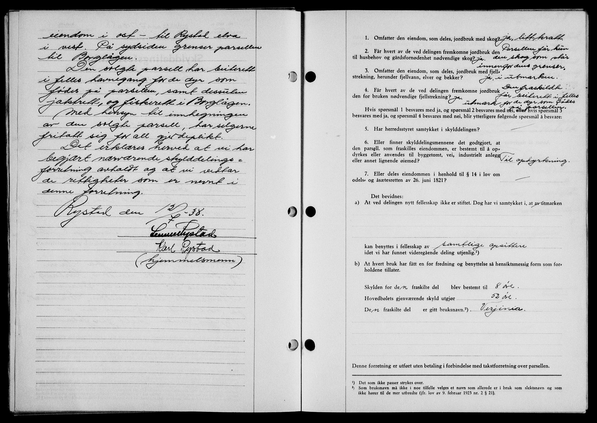 Lofoten sorenskriveri, SAT/A-0017/1/2/2C/L0004a: Mortgage book no. 4a, 1938-1938, Diary no: : 1510/1938