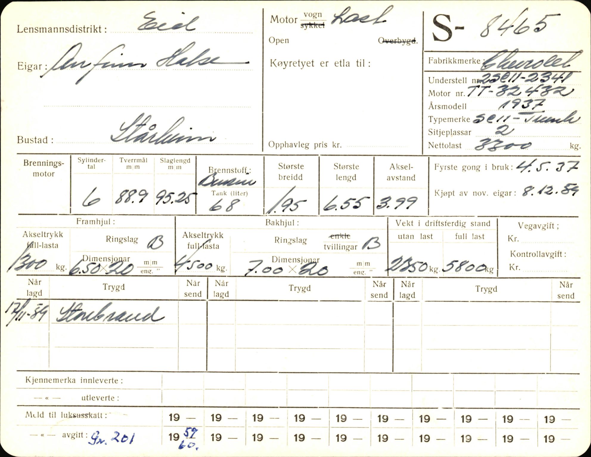 Statens vegvesen, Sogn og Fjordane vegkontor, AV/SAB-A-5301/4/F/L0006: Registerkort utmeldte Fjordane S8300-9500, 1930-1961, p. 242