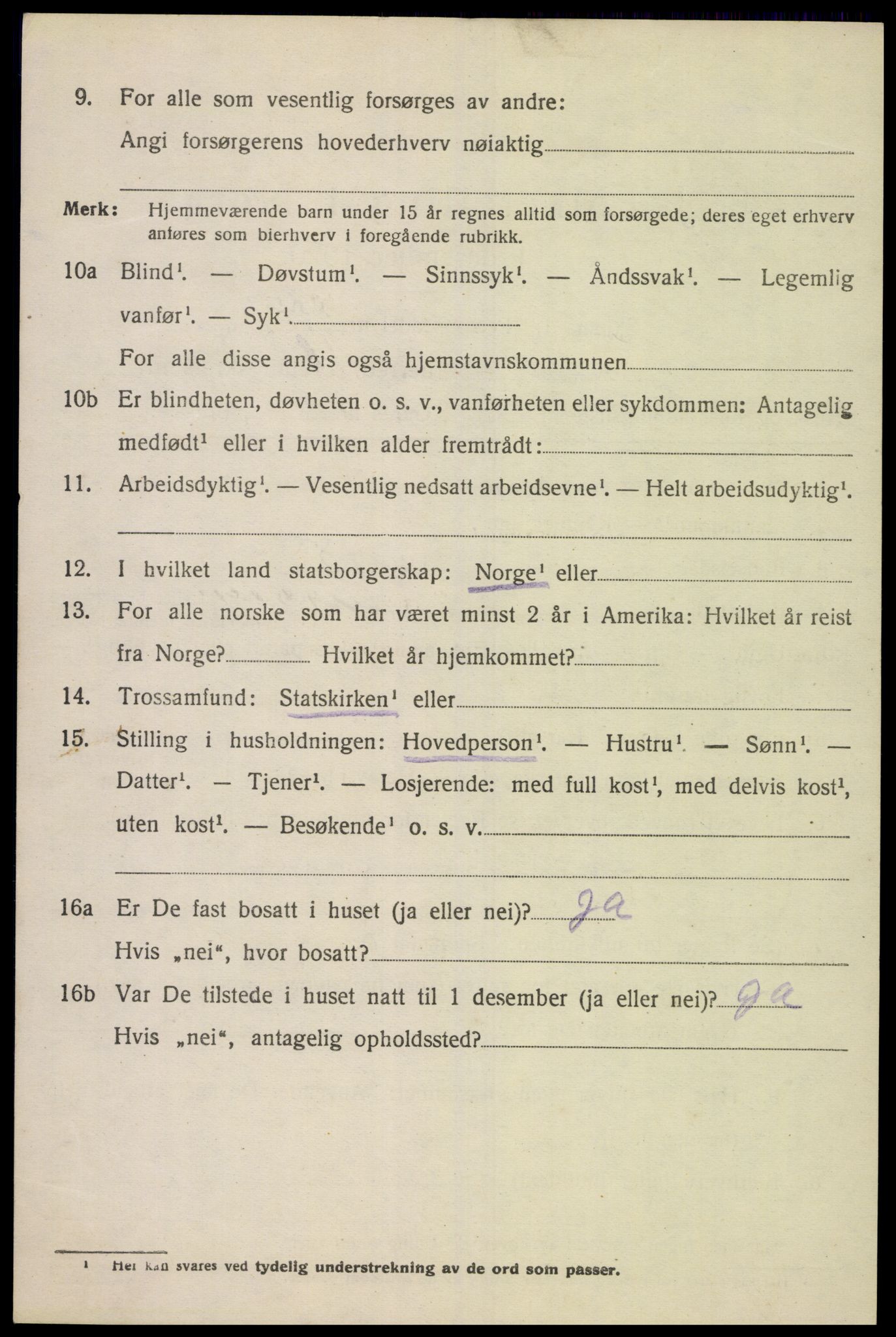 SAK, 1920 census for Spangereid, 1920, p. 1052