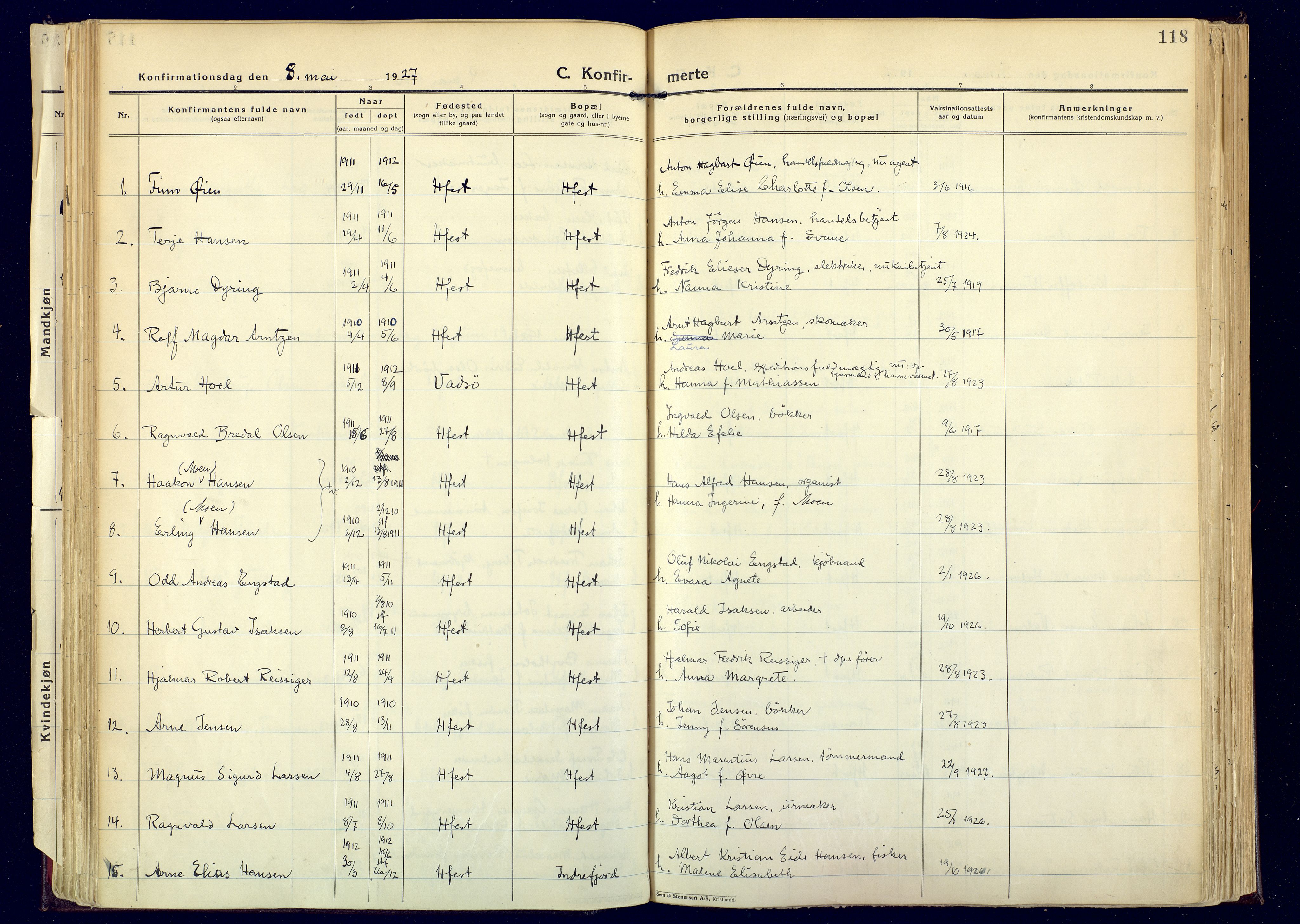 Hammerfest sokneprestkontor, SATØ/S-1347: Parish register (official) no. 17, 1923-1933, p. 118