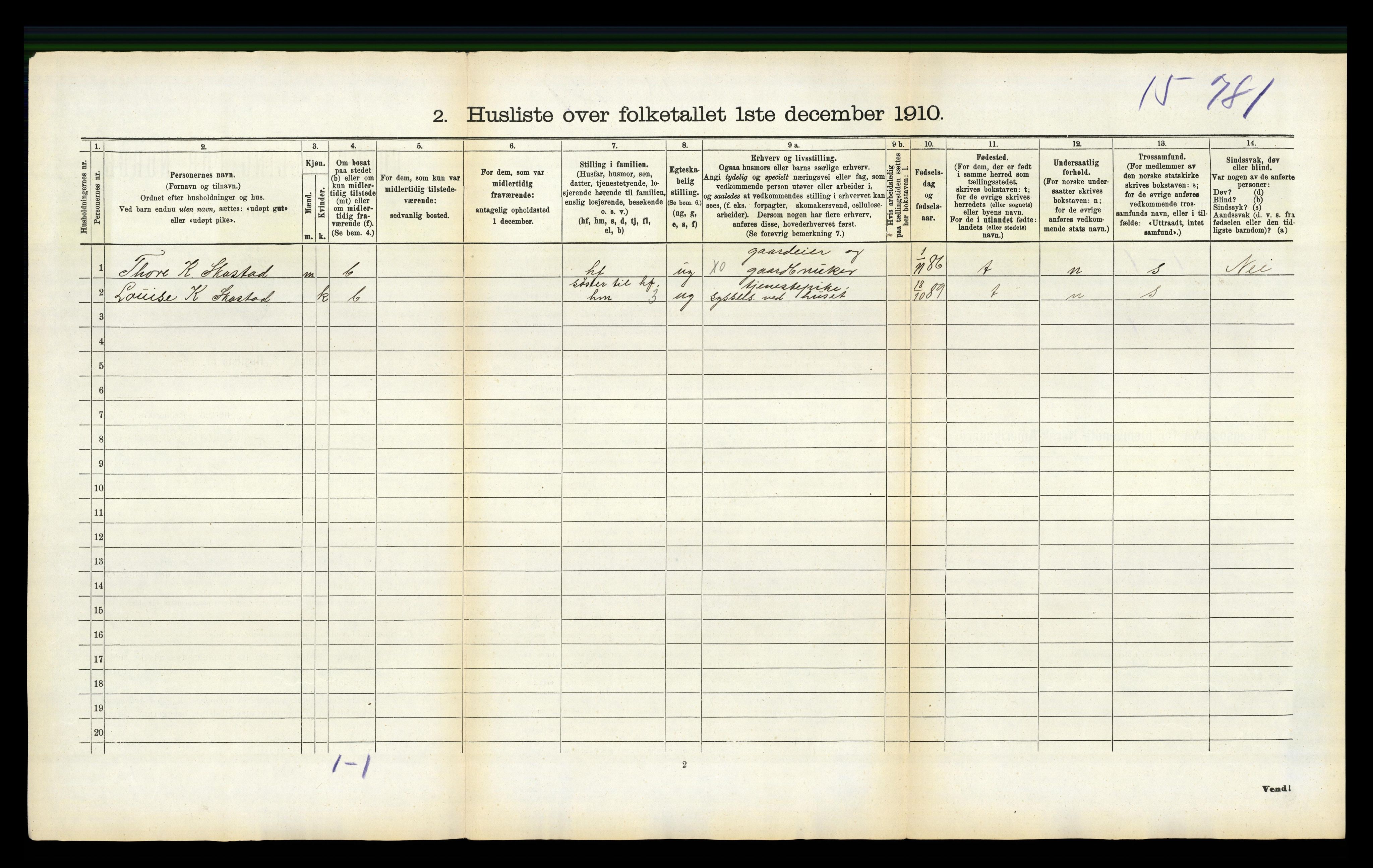 RA, 1910 census for Skåre, 1910, p. 67