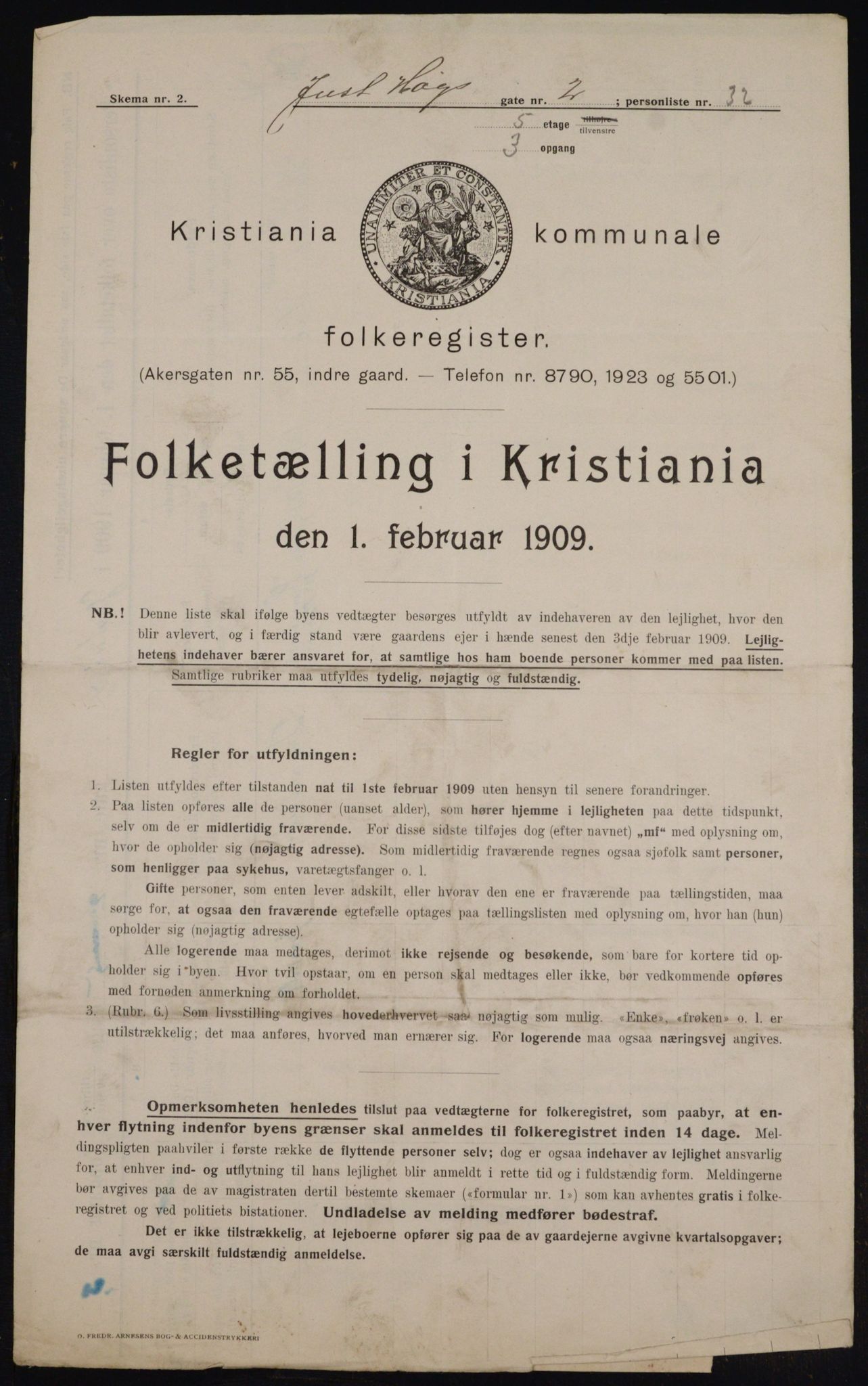 OBA, Municipal Census 1909 for Kristiania, 1909, p. 43531