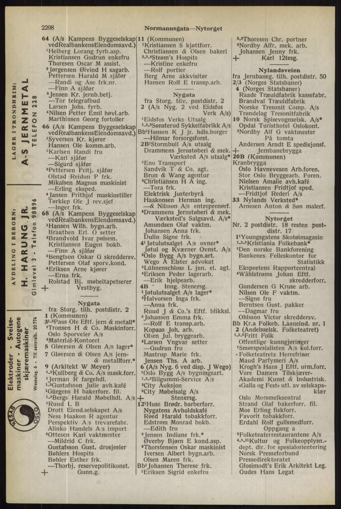 Kristiania/Oslo adressebok, PUBL/-, 1944, p. 2298