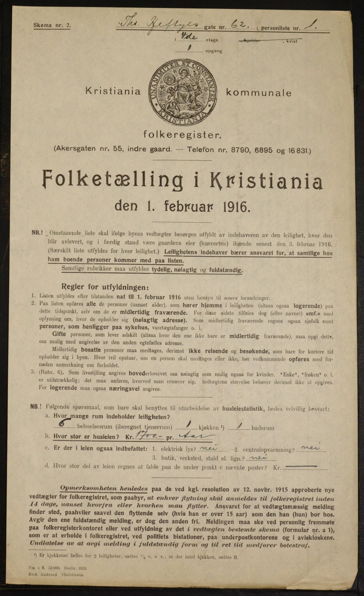 OBA, Municipal Census 1916 for Kristiania, 1916, p. 112313