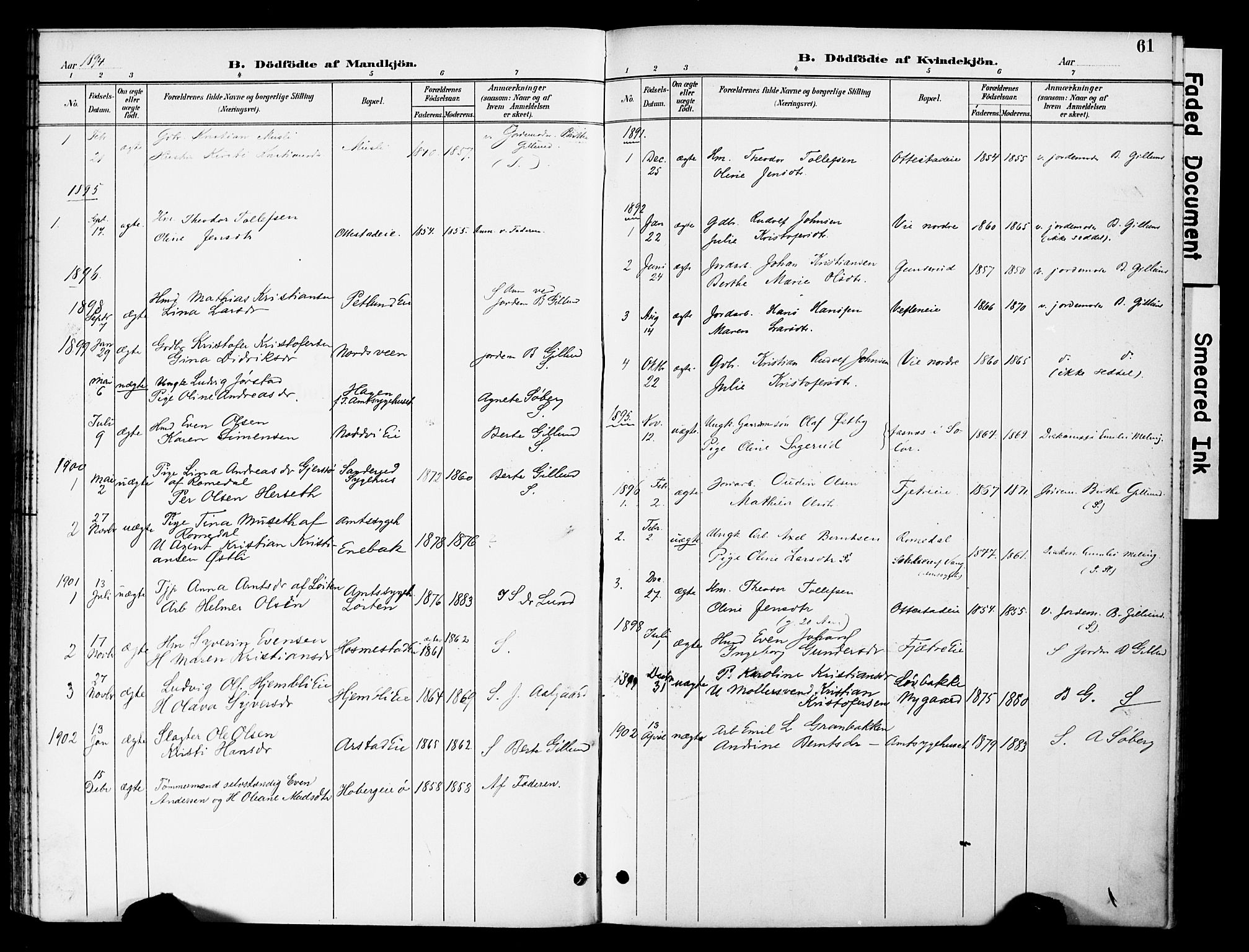 Stange prestekontor, SAH/PREST-002/K/L0021: Parish register (official) no. 21, 1891-1902, p. 61