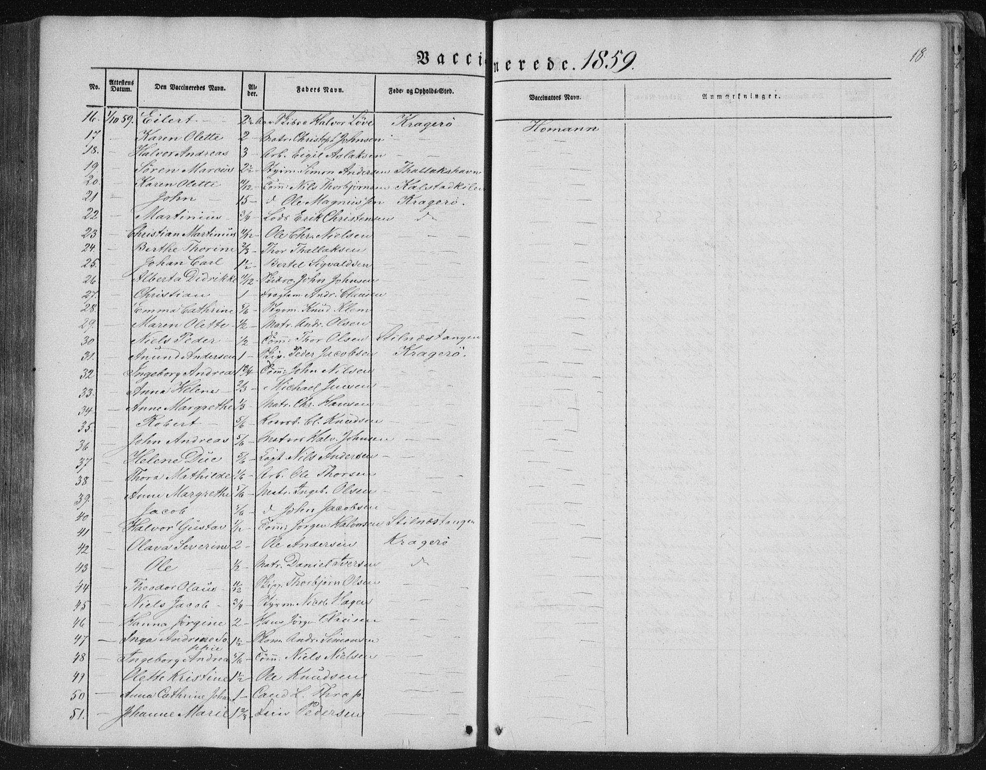 Kragerø kirkebøker, AV/SAKO-A-278/F/Fa/L0006: Parish register (official) no. 6, 1847-1861, p. 18