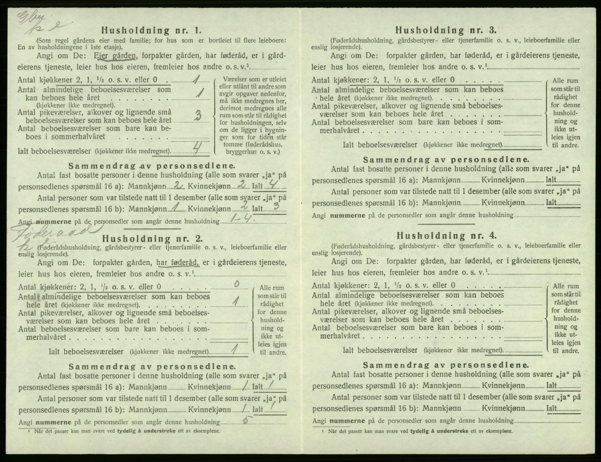 SAB, 1920 census for Kvam, 1920, p. 1241